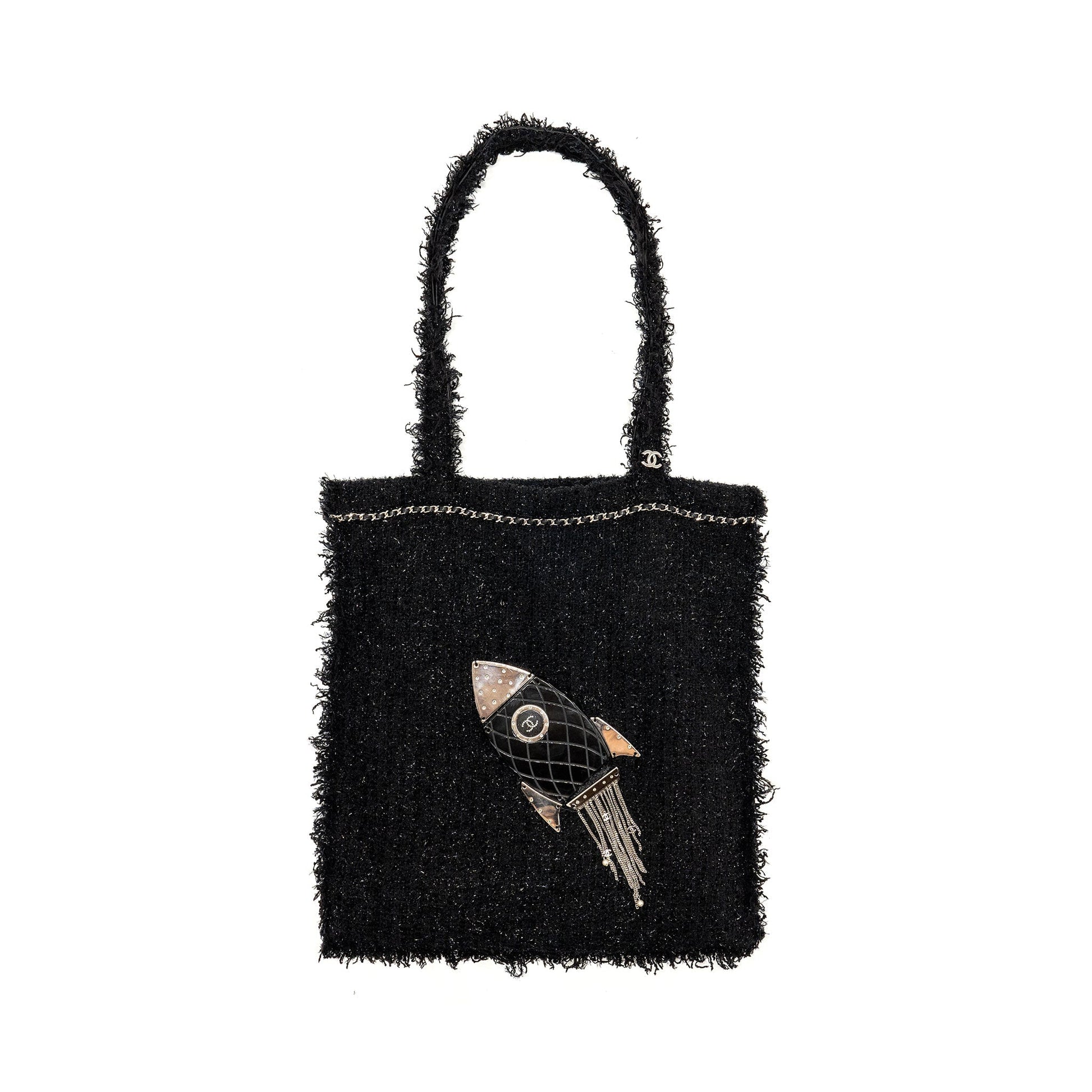 Chanel rocket tweed SHW Black Tote Bag