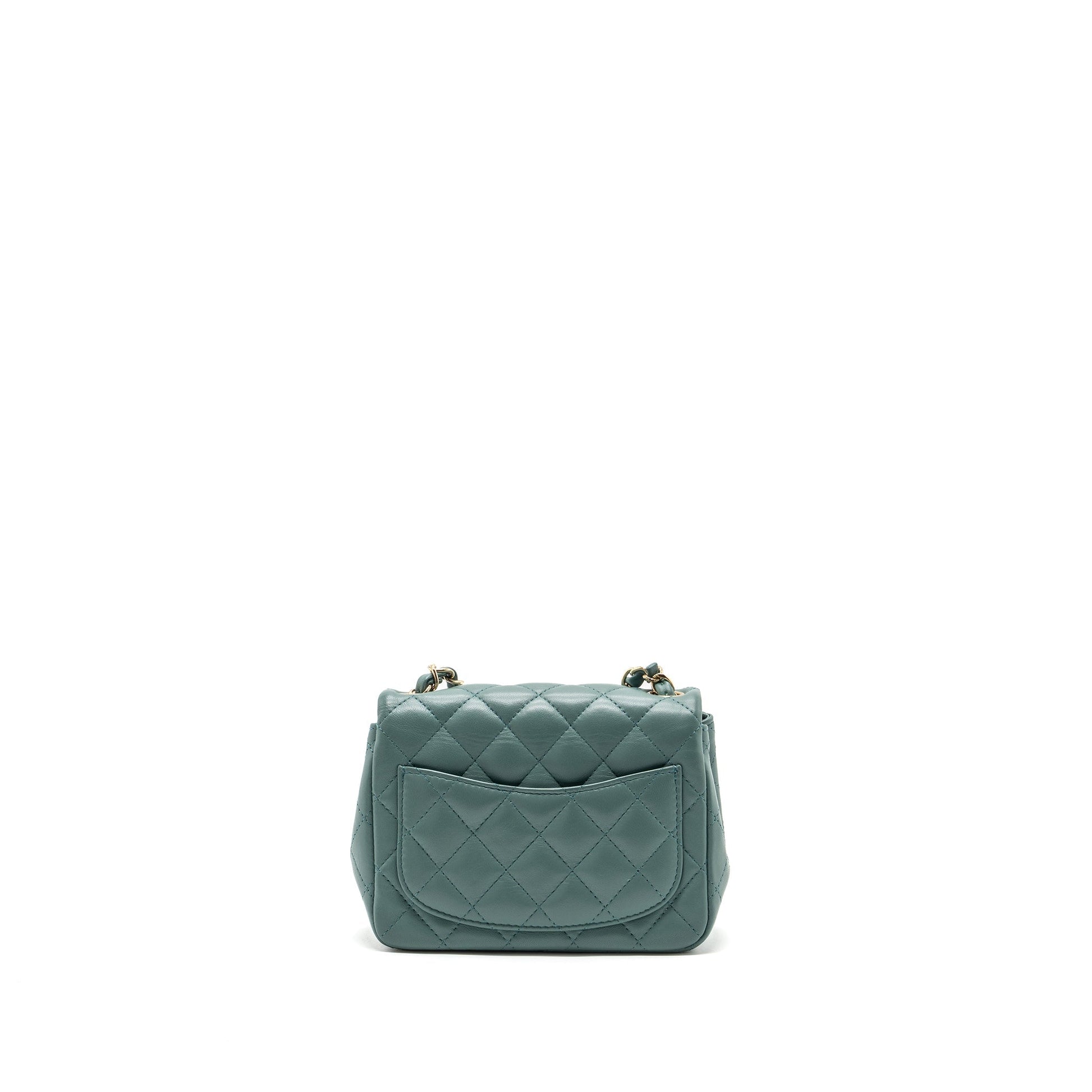 Chanel classic square flap lambskin LGHW microchip Green Shoulder Bag