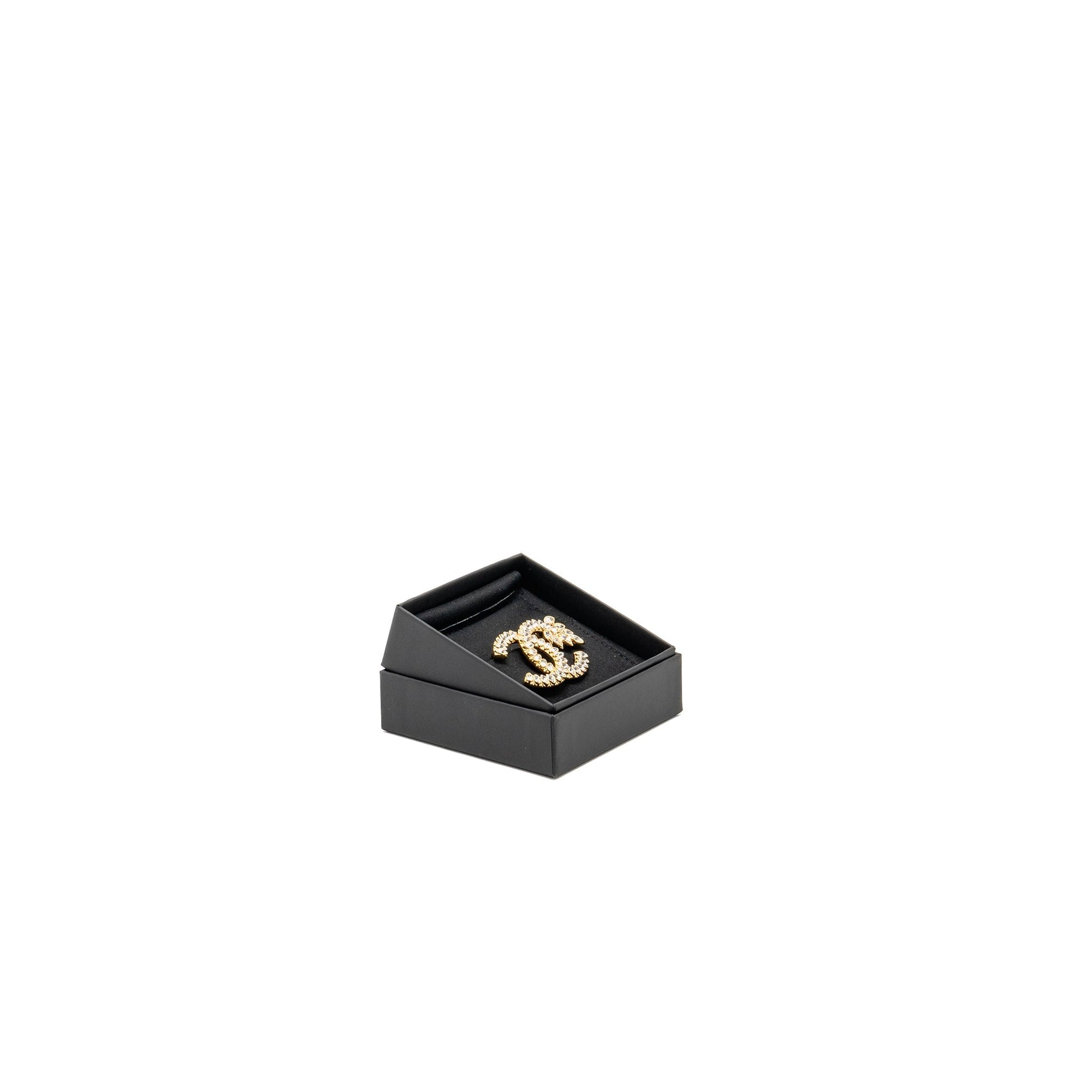 Chanel Ear Wheat CC Logo Brooch Crystal Gold Handbag