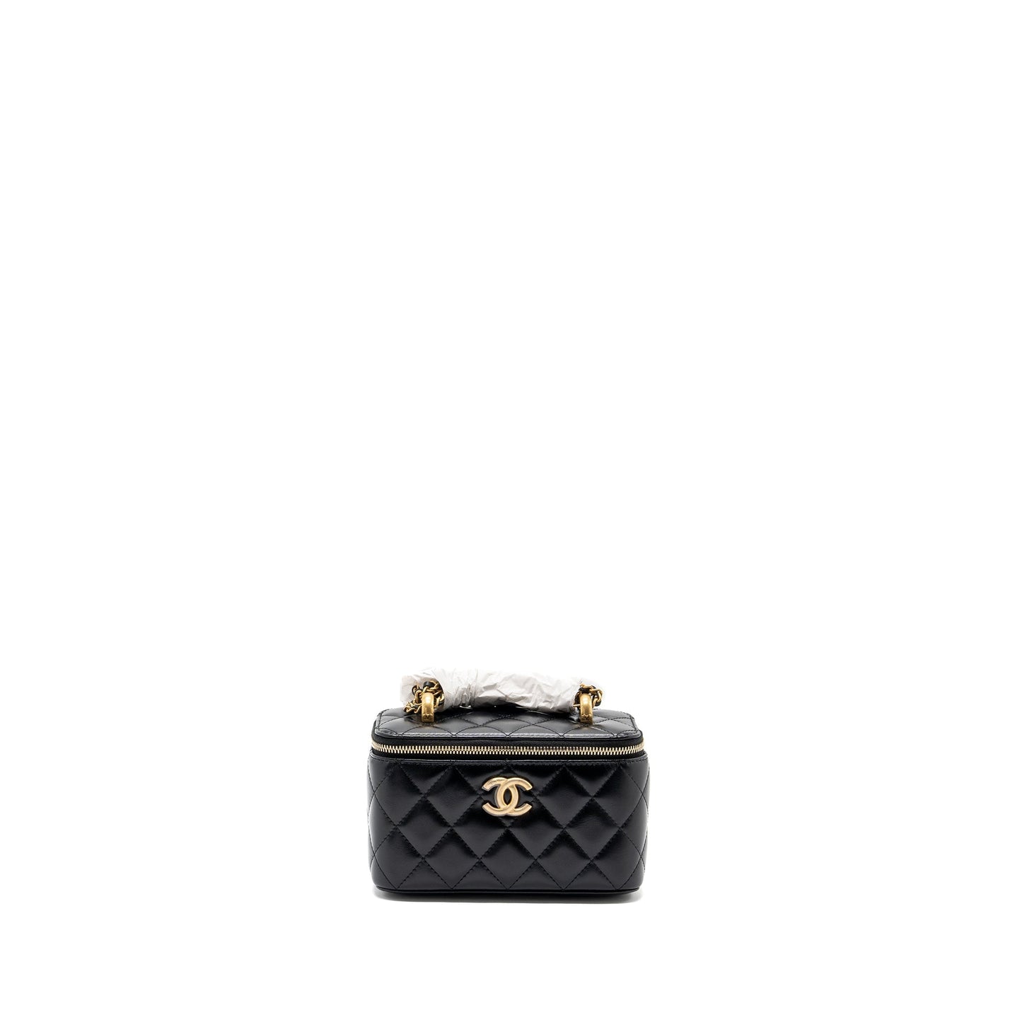 Chanel 24c Crush Long Vanity Shiny Calfskin Black Gold Handbag