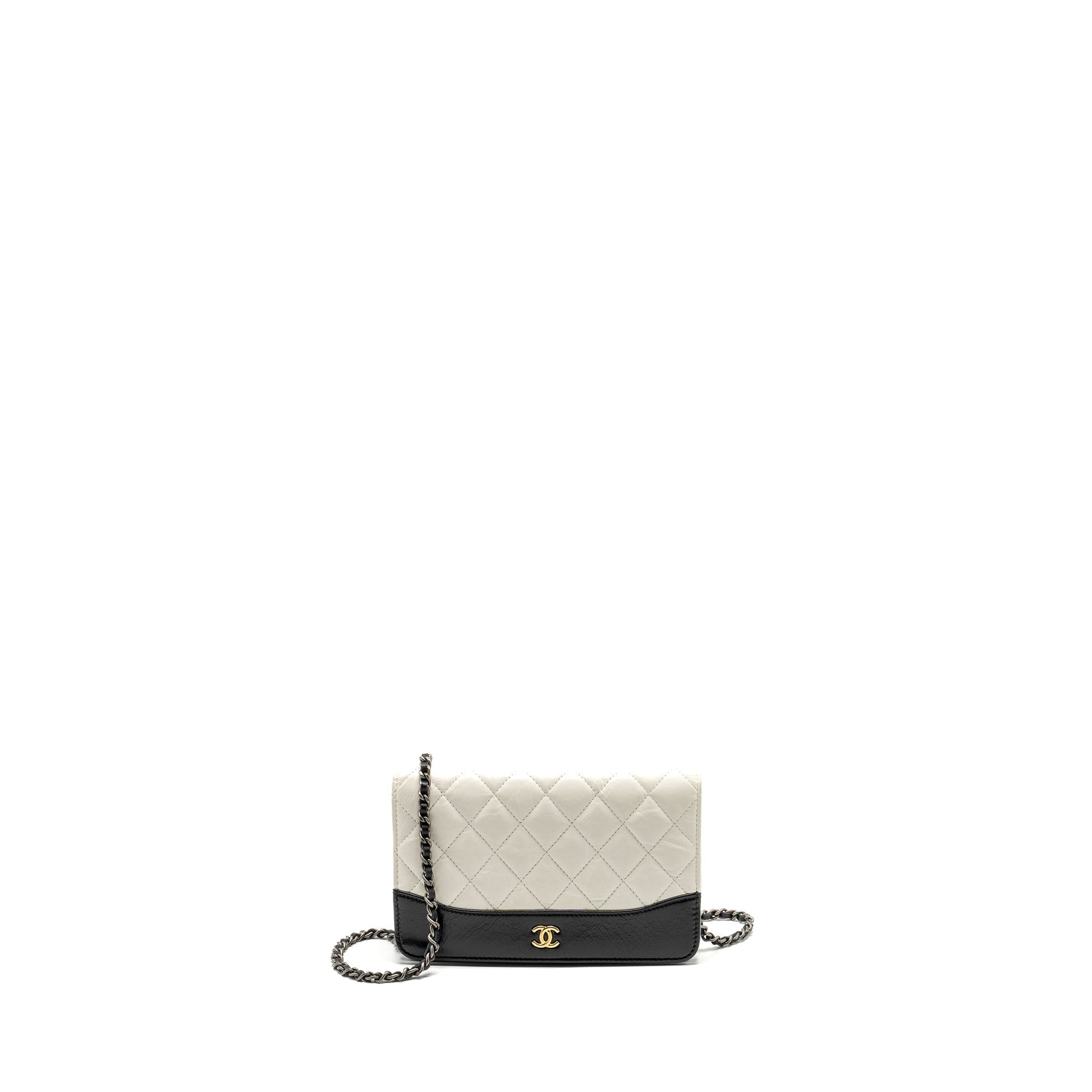 Chanel Gabrielle on calfskin hardware Multicolour Black White Wallet Case