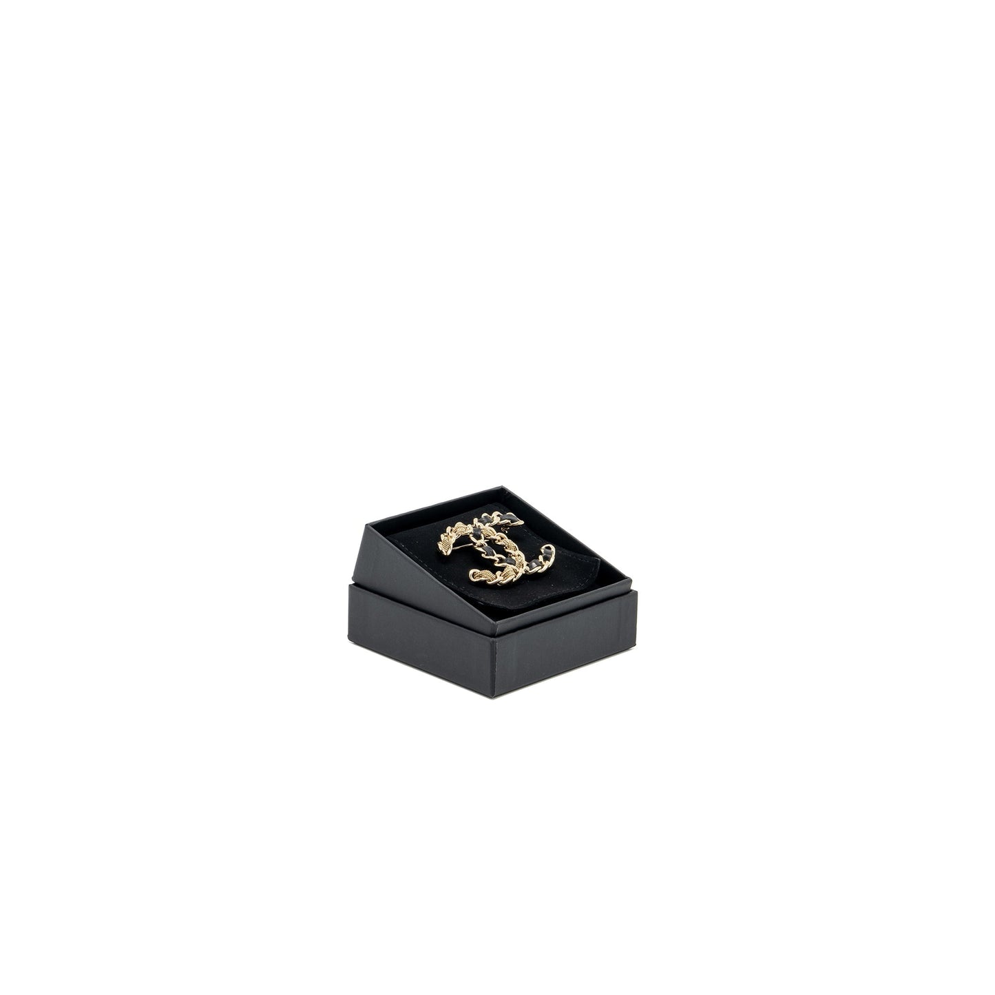 Chanel cc logo brooch Gold Leather Handbag