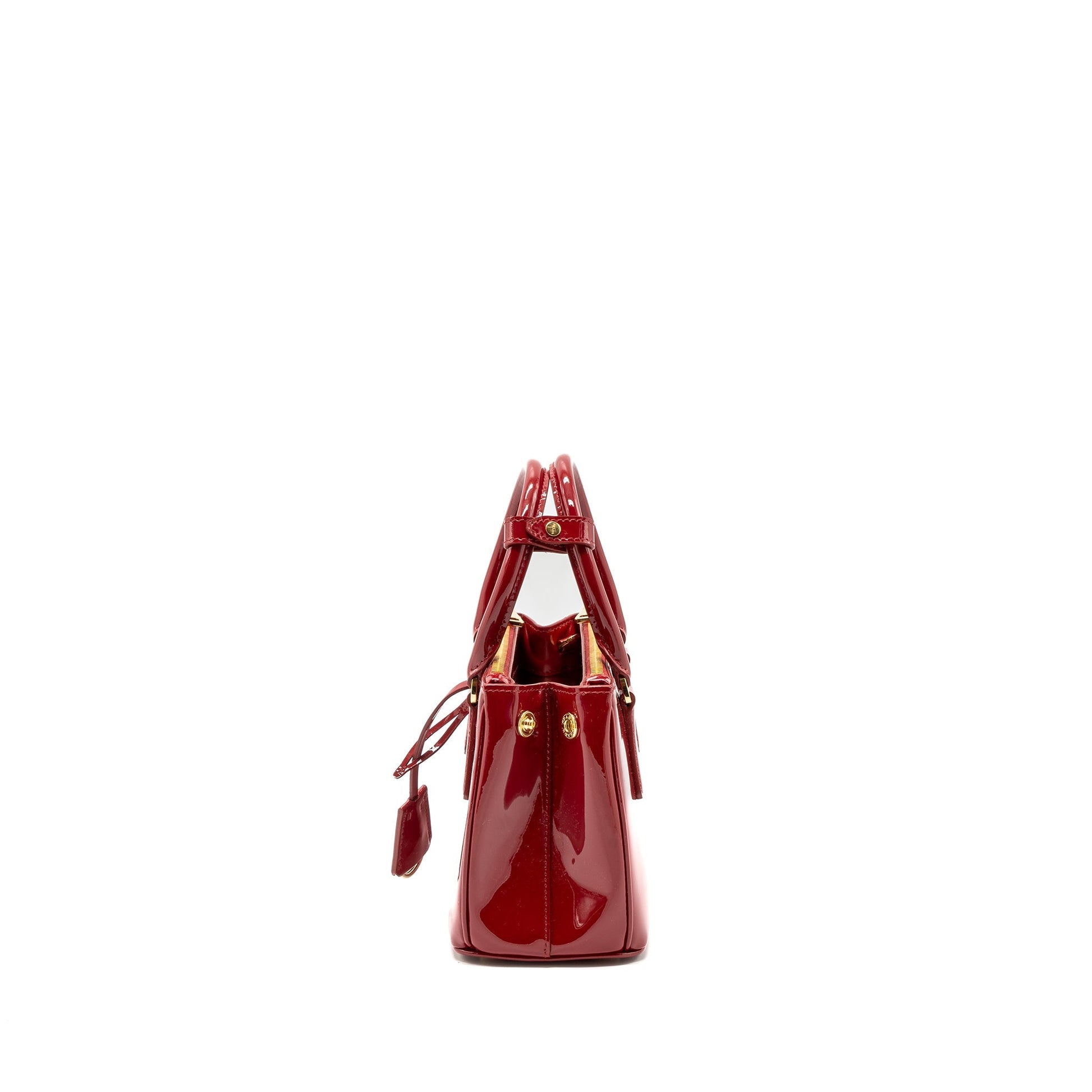 Prada Galleria Purse Patent Cherry Handbag Small Travel Bag