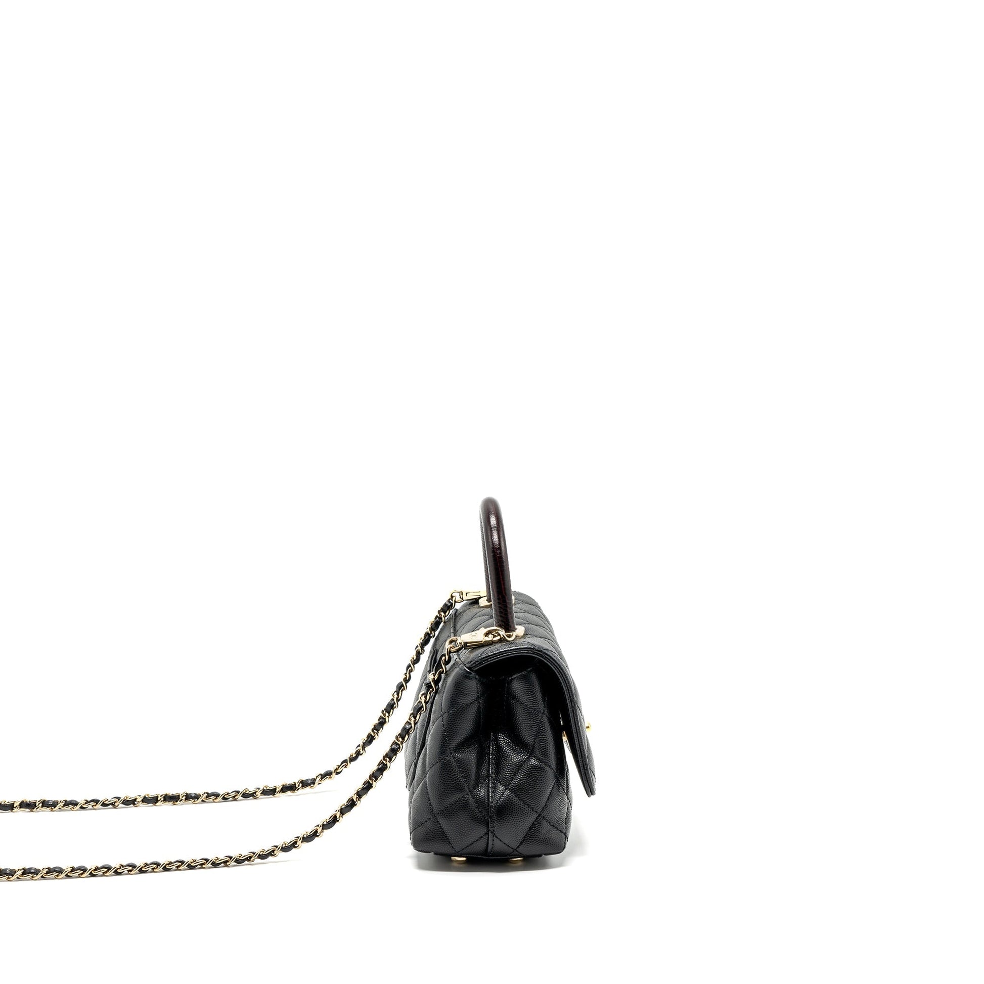 Chanel Coco Handle Extra Lizard Embossed Handle Black Mini Bag