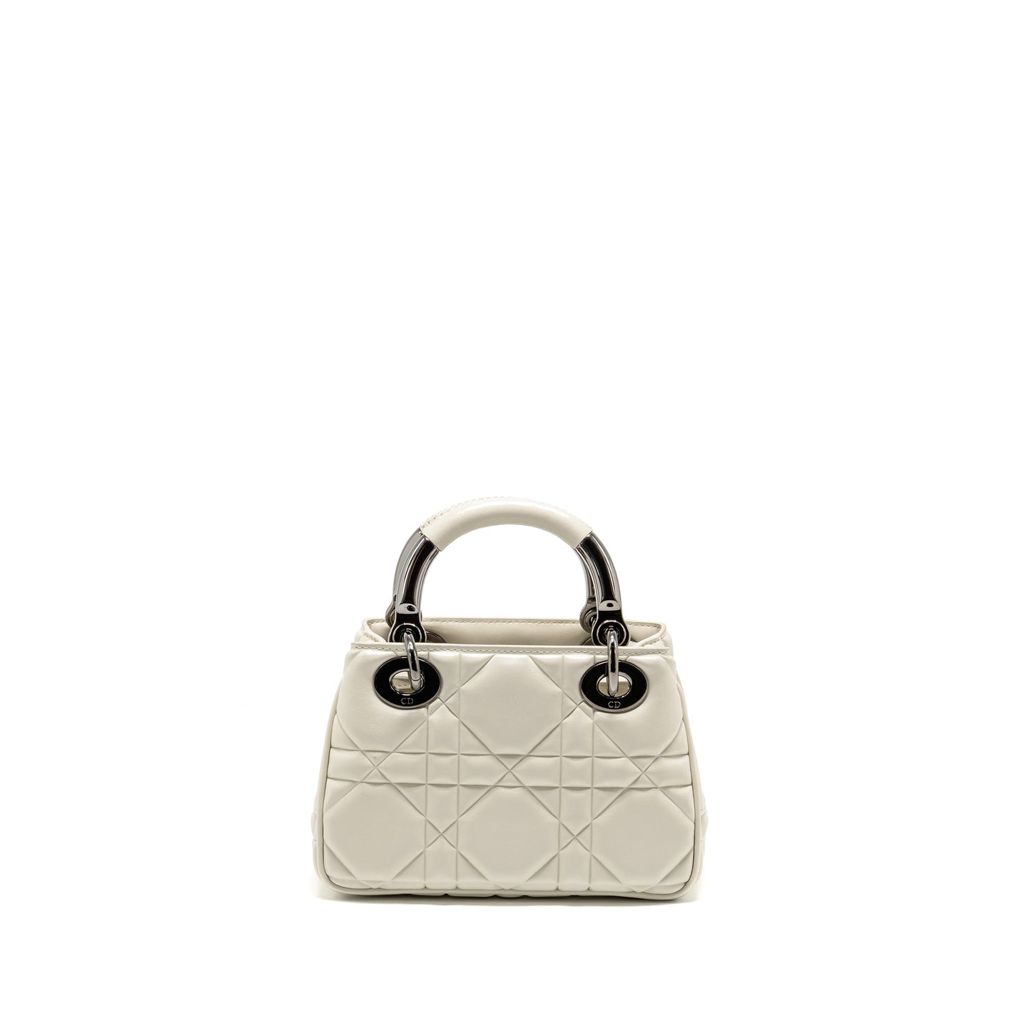 Dior Lady . Handbag Lambskin With Hardware Black White Travel Bag