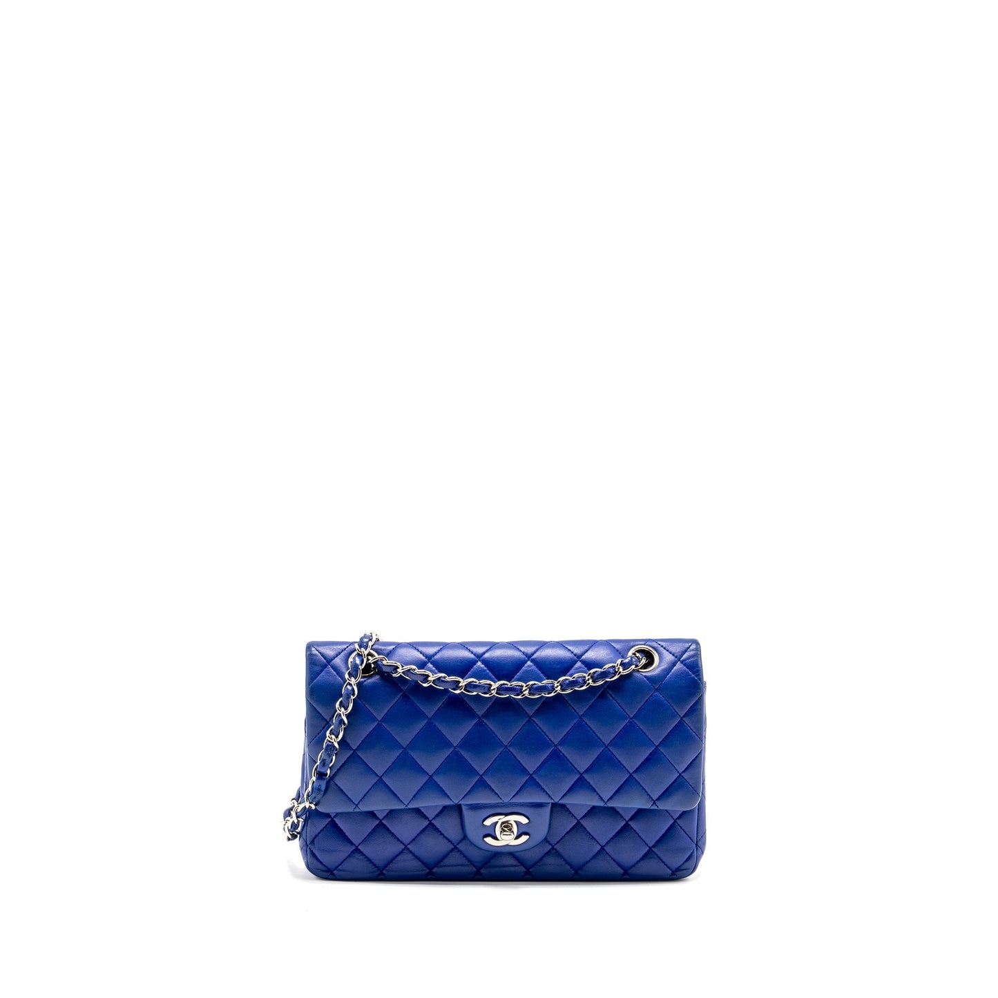 Chanel Classic Double Flap Lambskin SHW Blue Shoulder Bag
