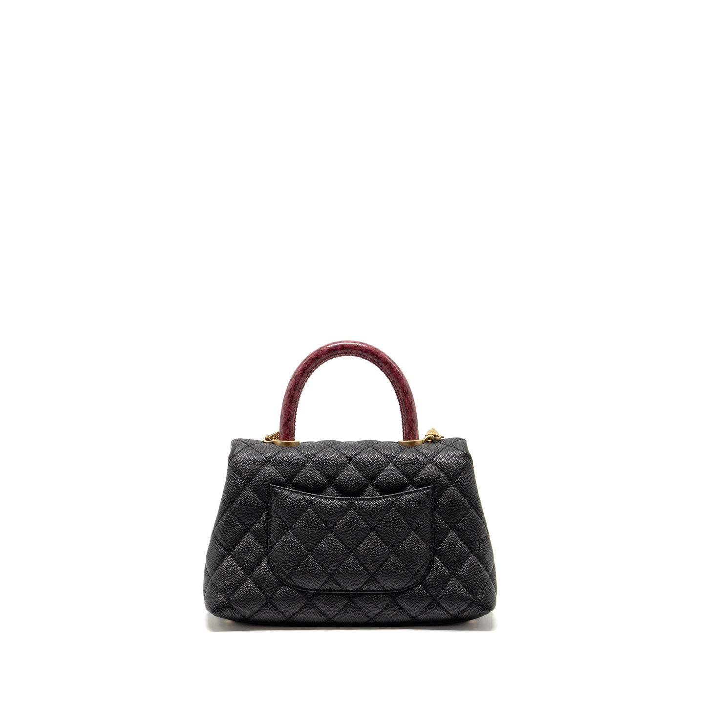 Chanel Coco Handle Python Handle caviar Burgundy Black Small Handbag