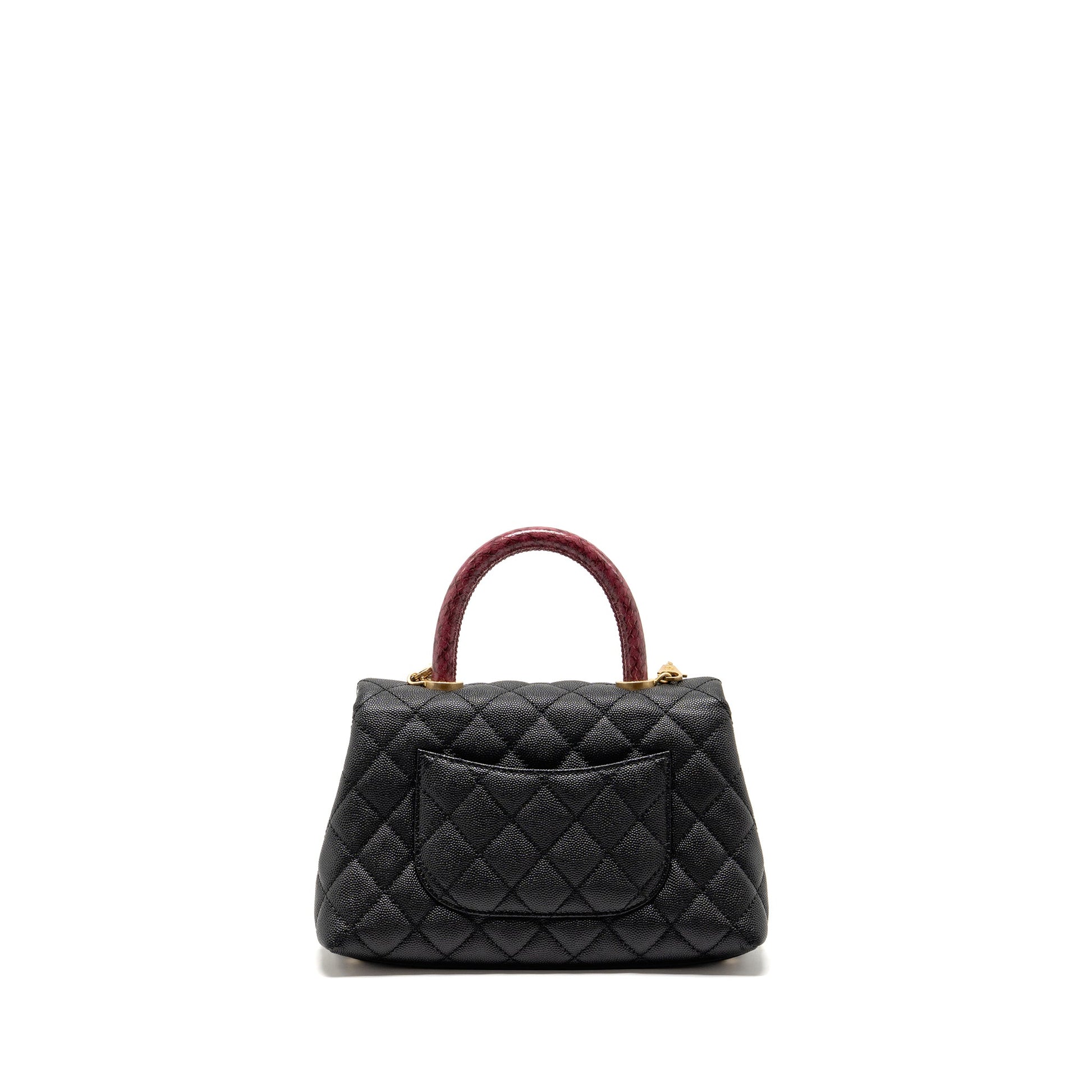 Chanel Coco Handle Python Handle caviar Burgundy Black Small Handbag