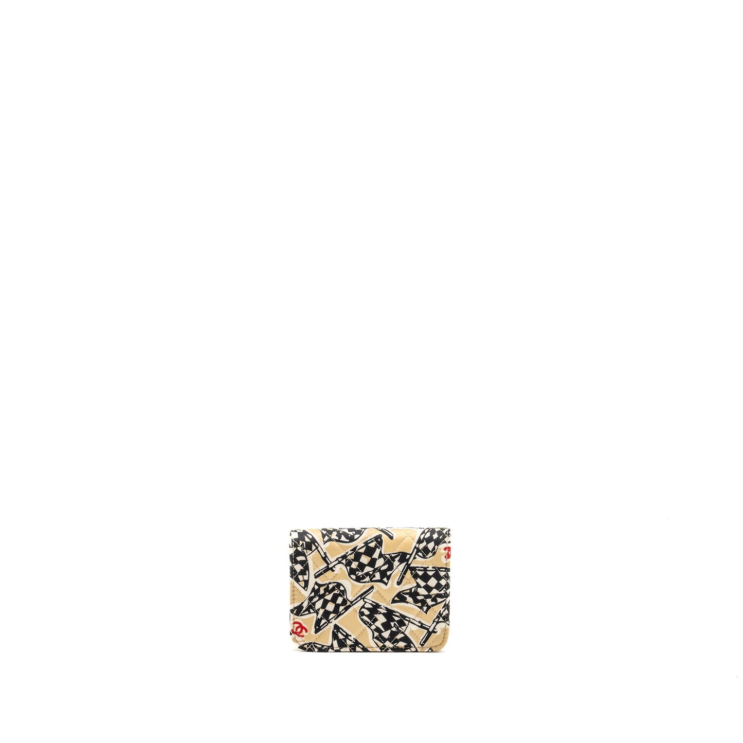 Chanel Flap Fabric LGHW microchip Multicolour Beige Clutch Bag