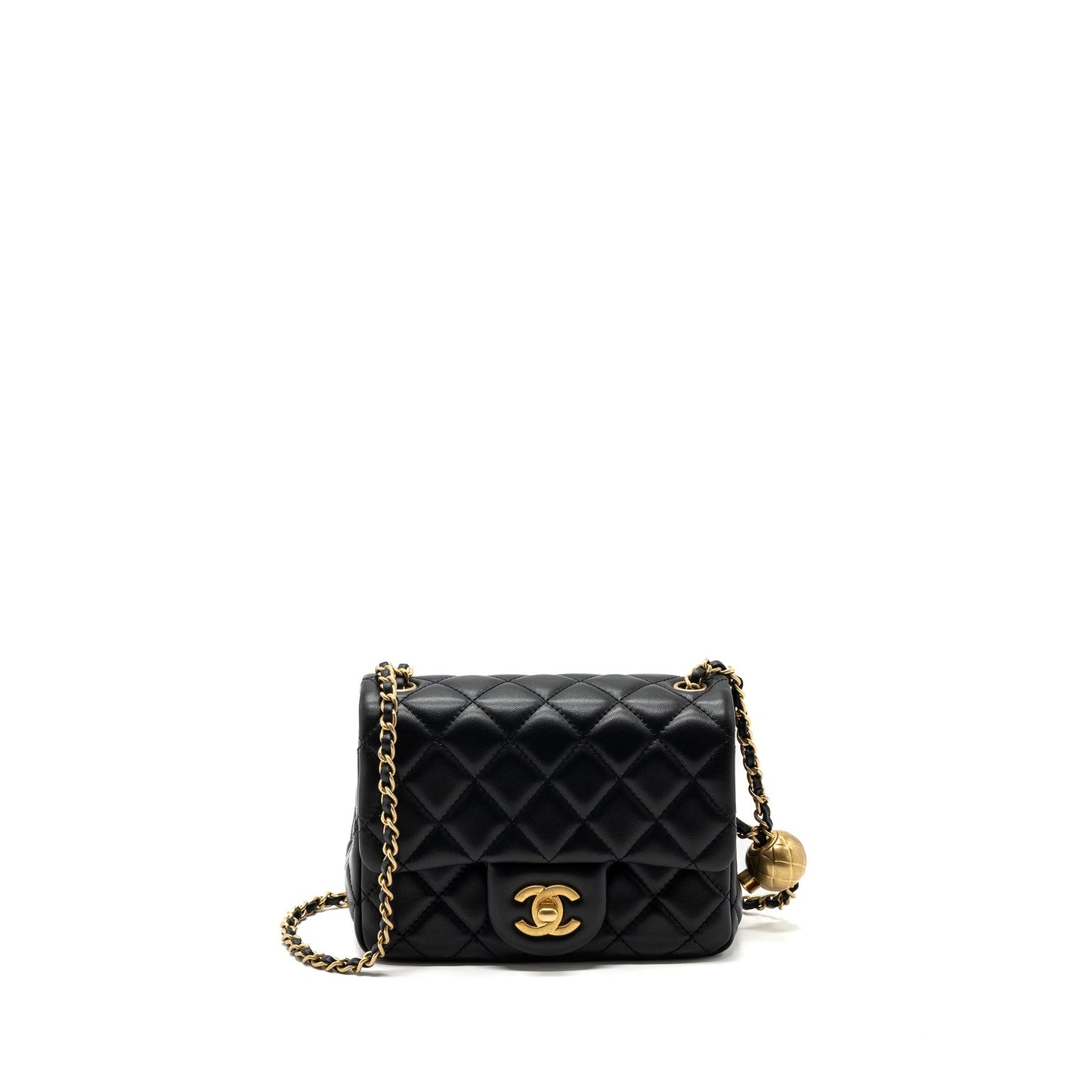 Chanel Pearl Crush Square Flap Lambskin GHW Black Shoulder Bag Microchip 4