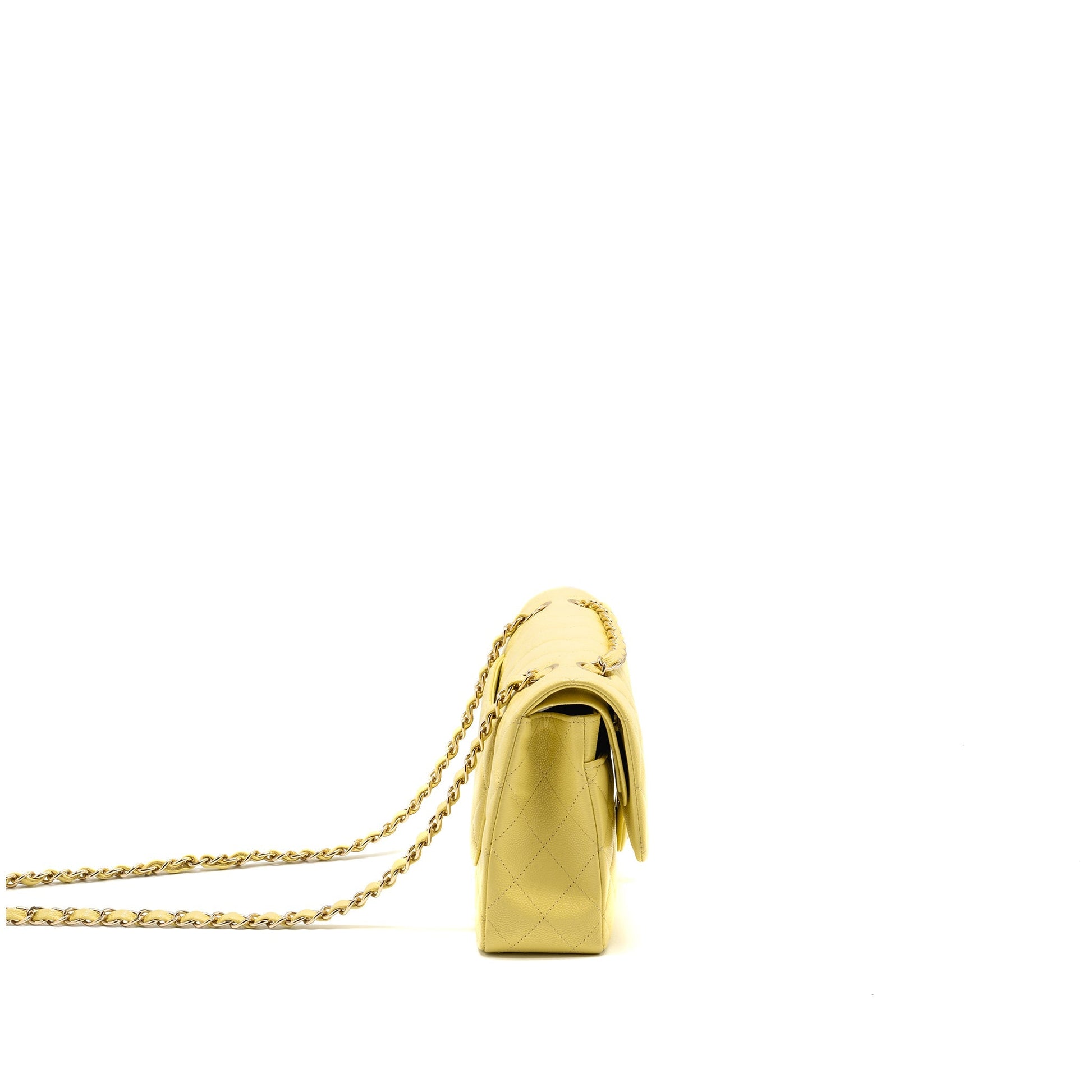 Chanel Classic Double flap caviar light yellow Shoulder Bag