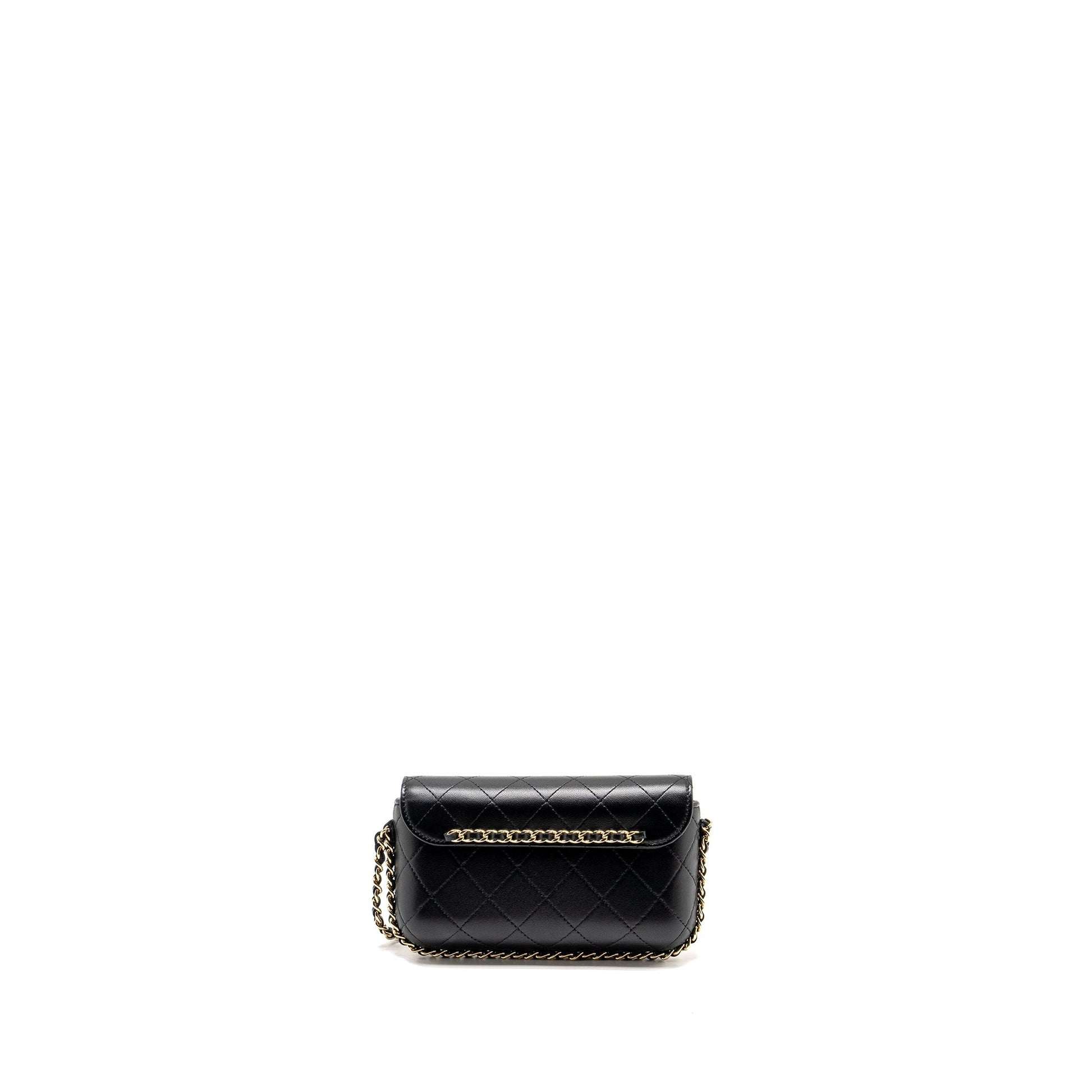 Chanel 22A Phone on Lambskin LGHW Microchip Black Wallet Case