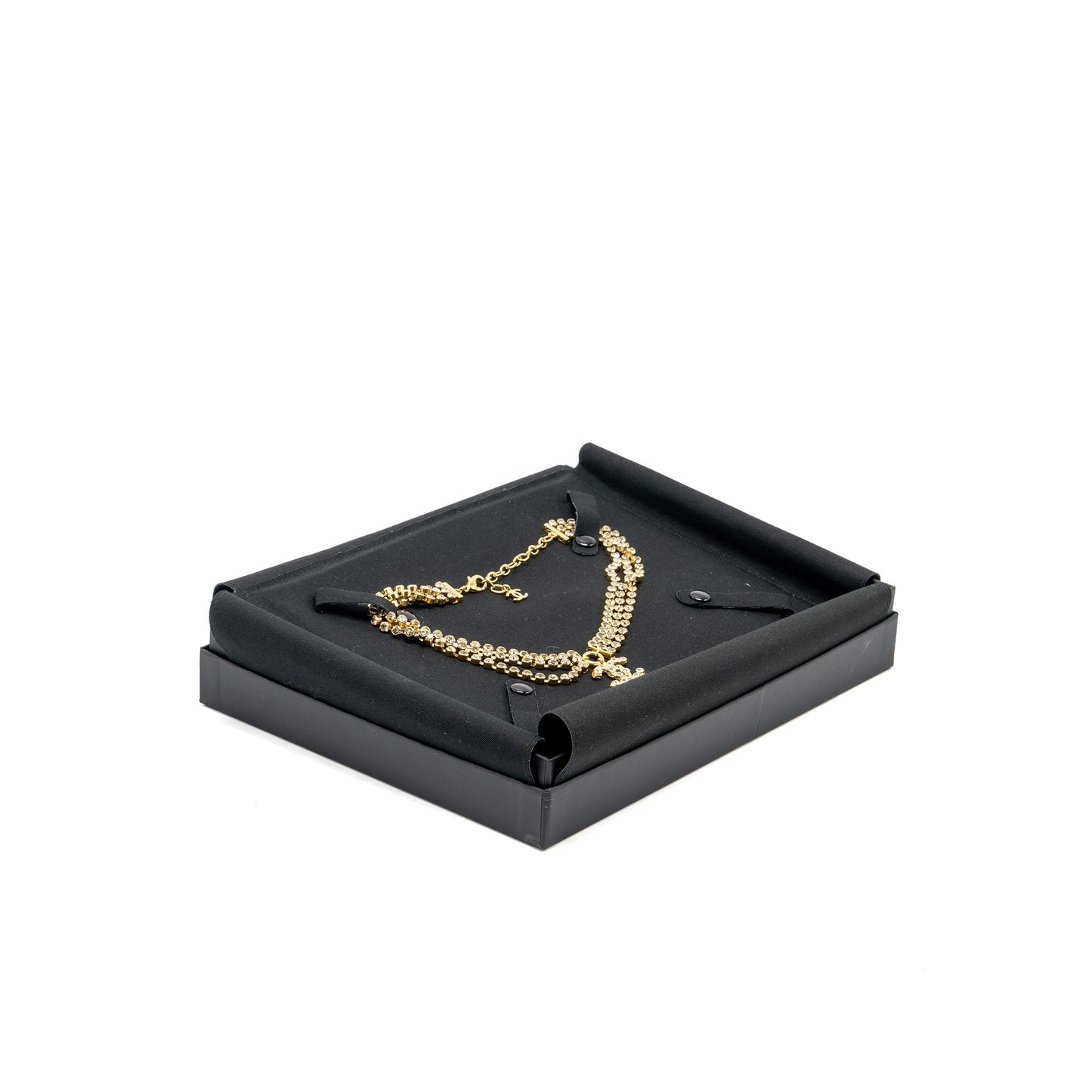 Chanel CC logo crystal chocker tone Gold Handbag