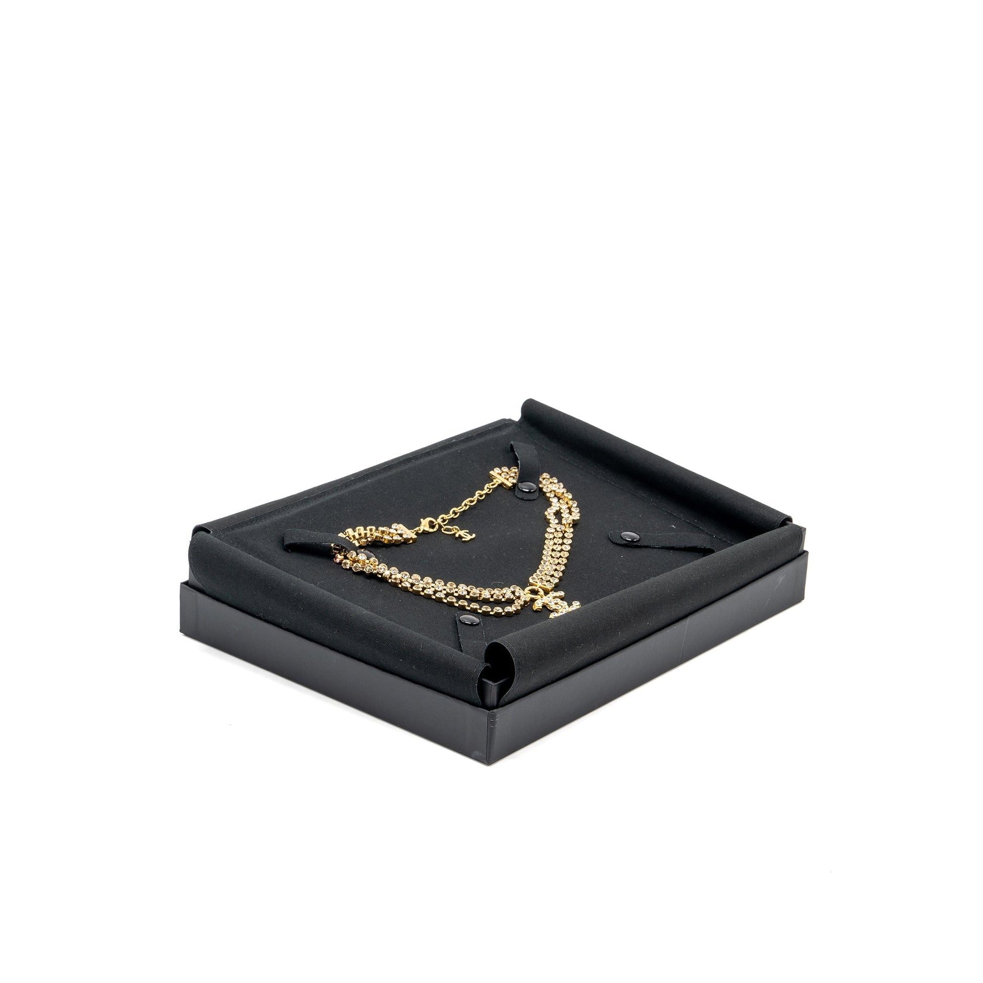 Chanel CC logo crystal chocker tone Gold Handbag