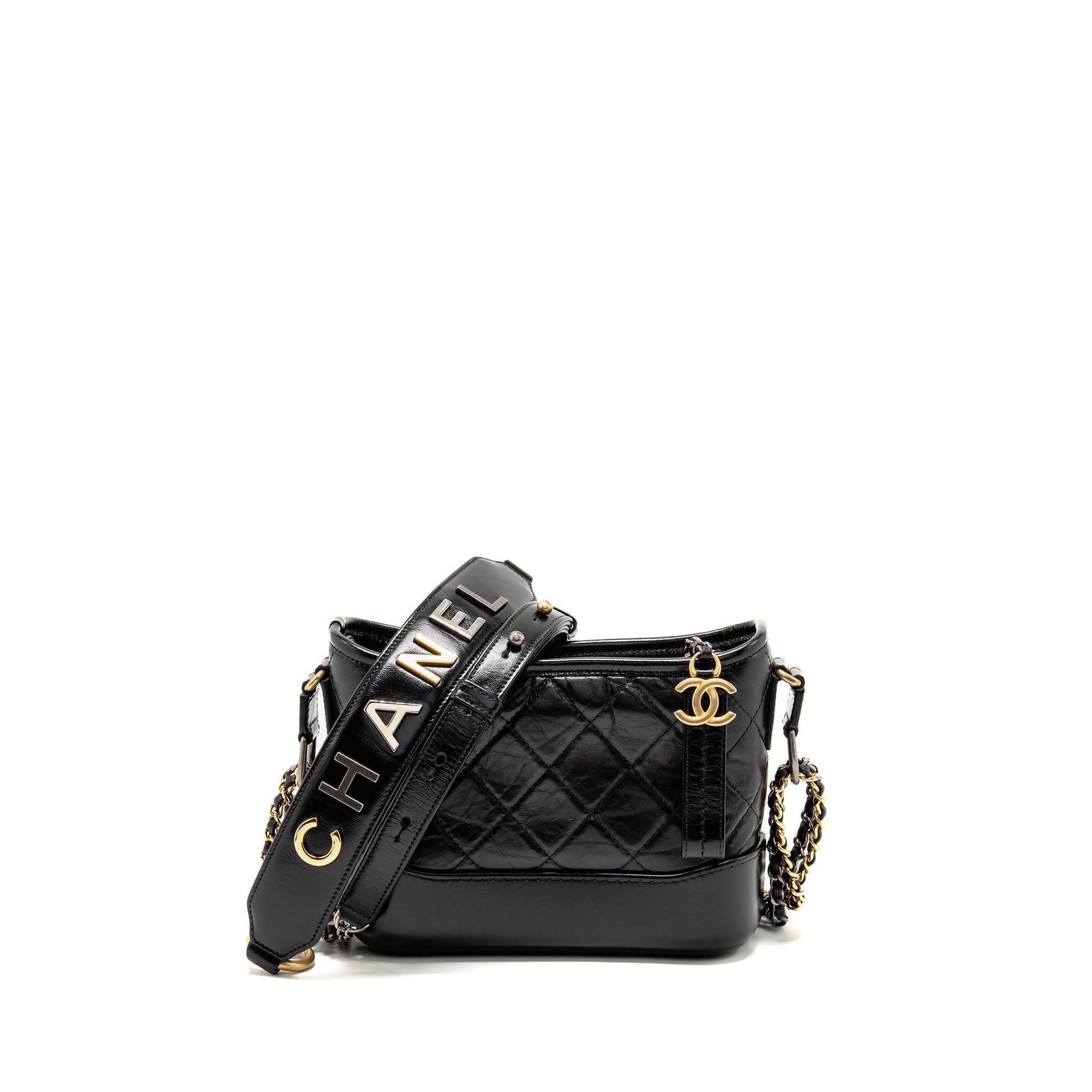 Chanel Gabrielle Hobo Top Handle aged calfskin Black Small Shoulder Bag