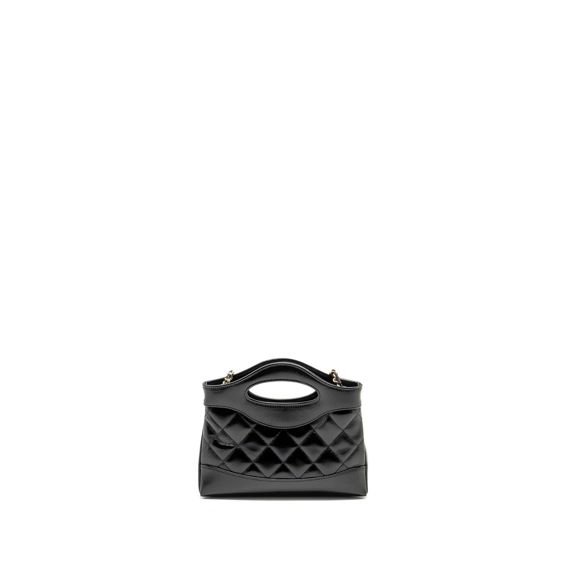 Chanel 31 Shiny Lambskin LGHW Microchip Black Clutch Bag