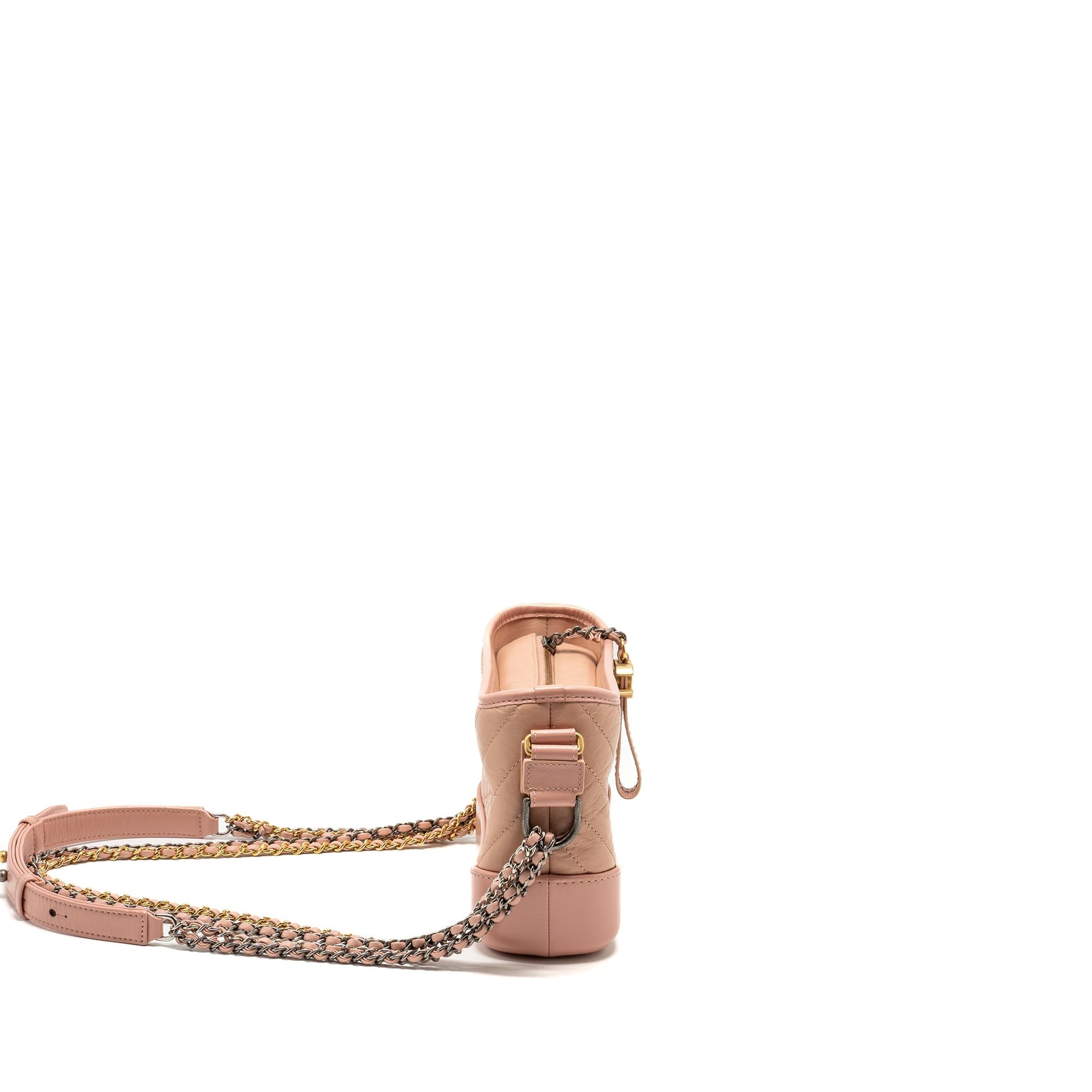 Chanel Gabrielle Hobo Chevron Aged Calfskin Hardware Multicolour Pink Small Shoulder Bag