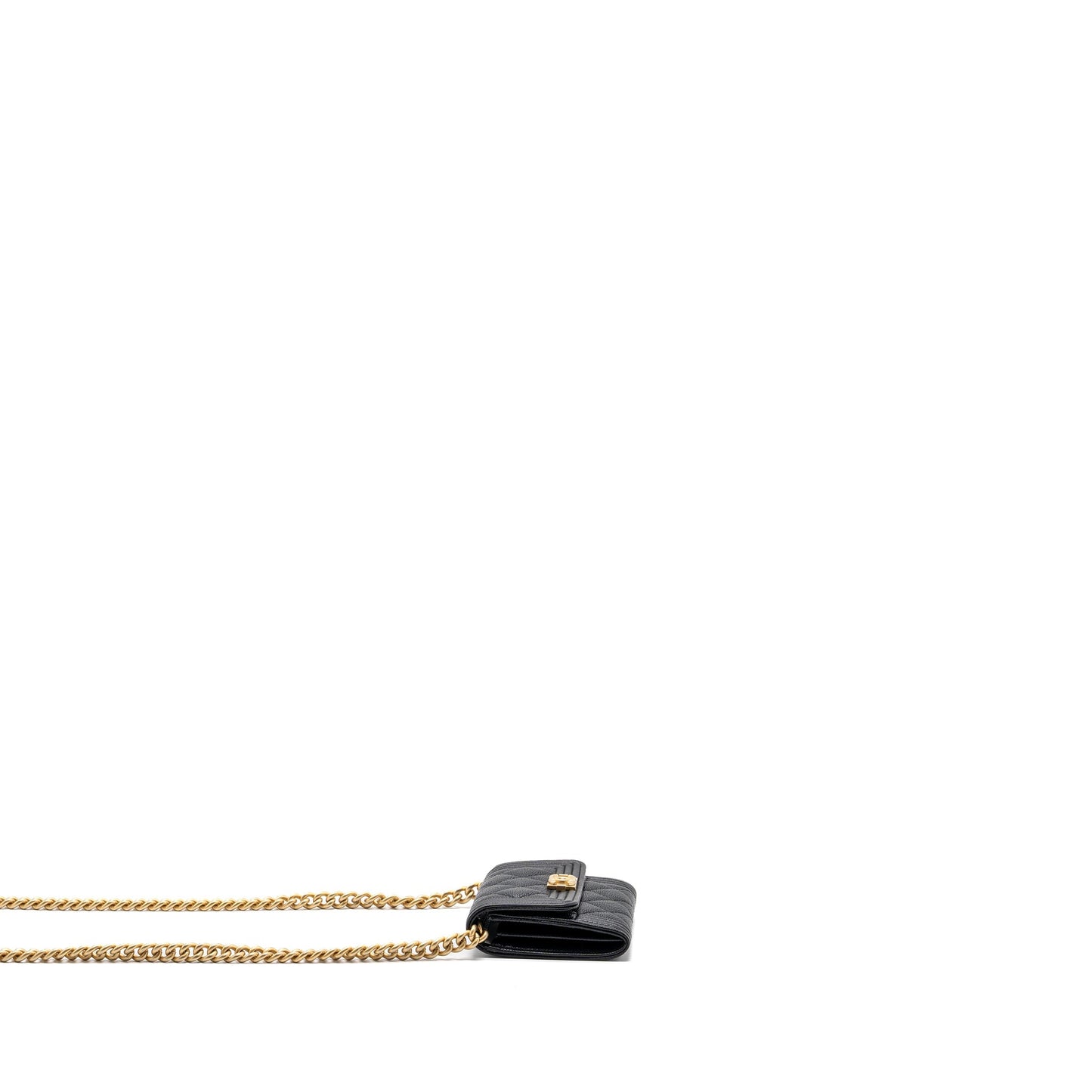 Chanel boy card holder caviar GHW Black Wallet Case