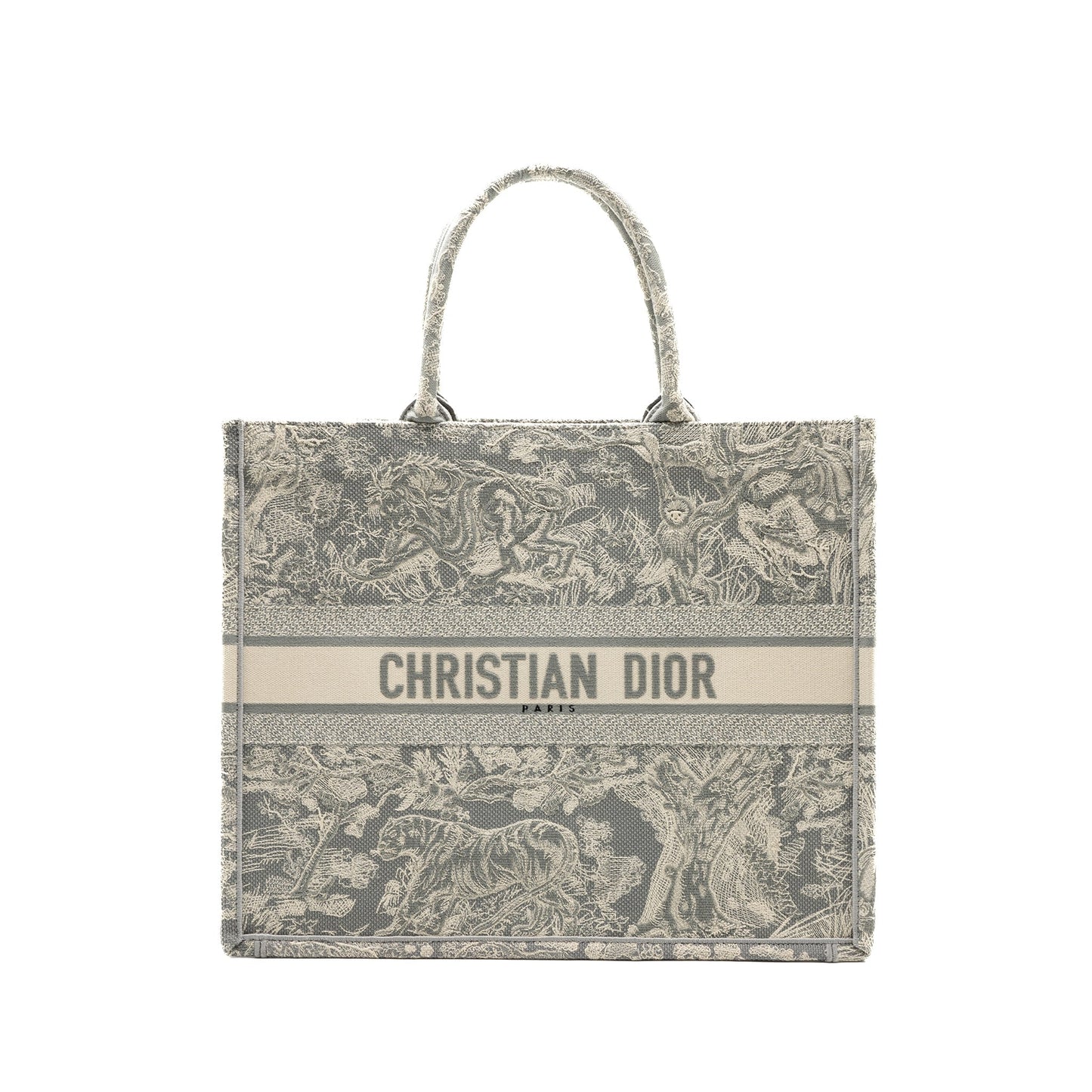 Dior Book Tote Ecru And Grey Toile De Large Tote Bag