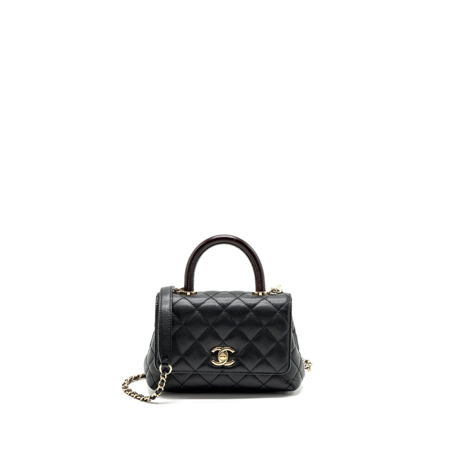 Chanel Coco Handle Extra Lizard Embossed Handle Black Mini Bag
