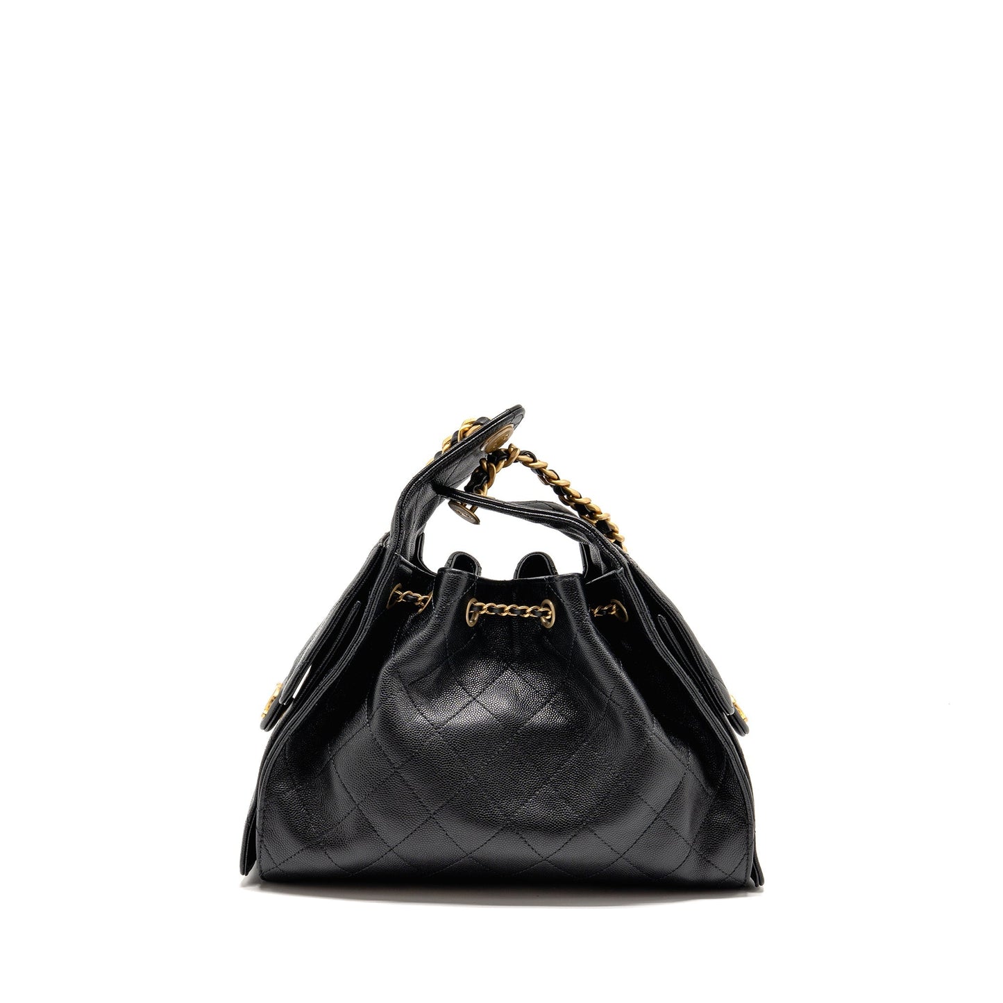 Chanel 25 caviar GHW microchip Black Small Handbag Bag Black