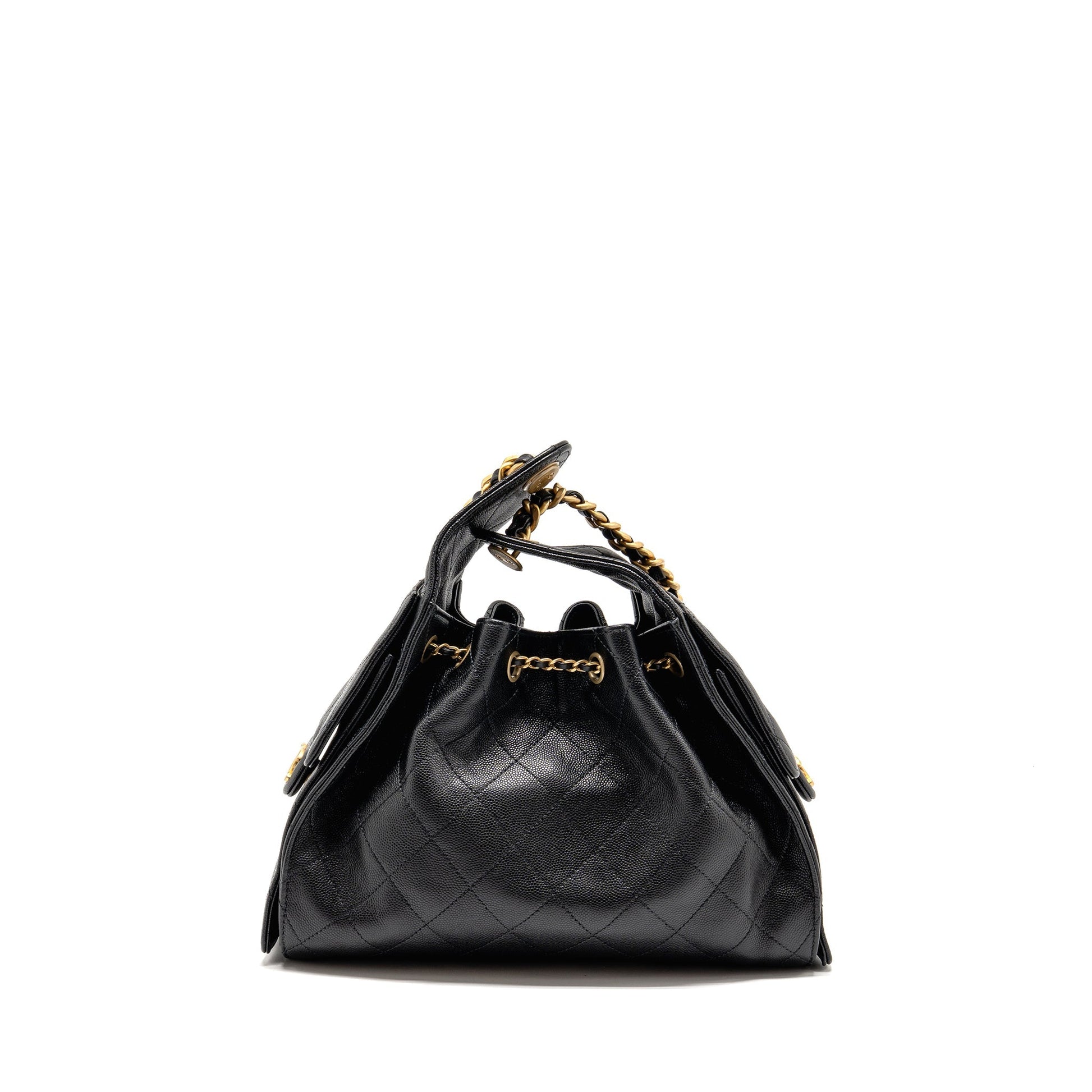 Chanel 25 caviar GHW microchip Black Small Handbag Bag Black