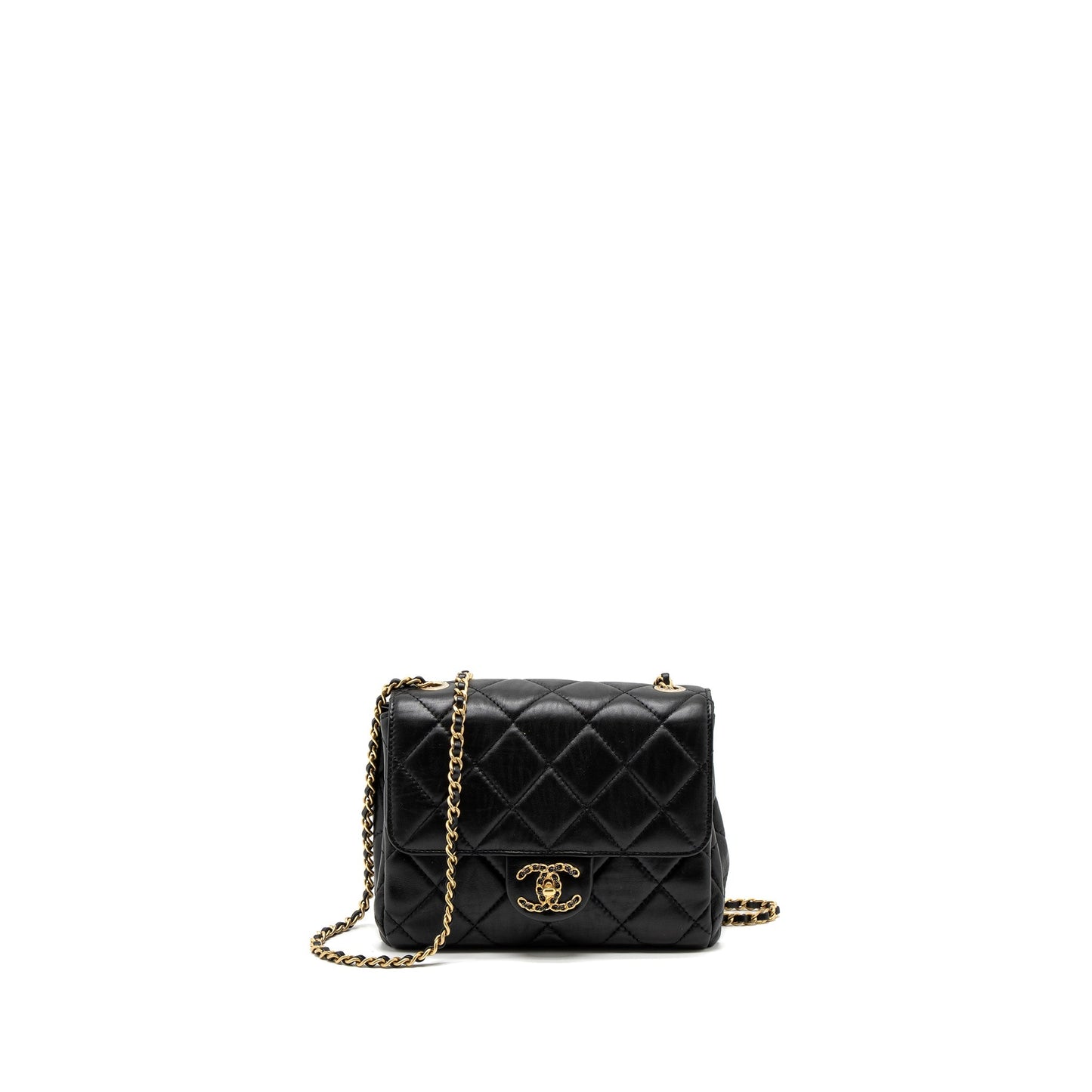 Chanel Quilted Square Flap Goatskin Brushed GHW Black Shoulder Bag