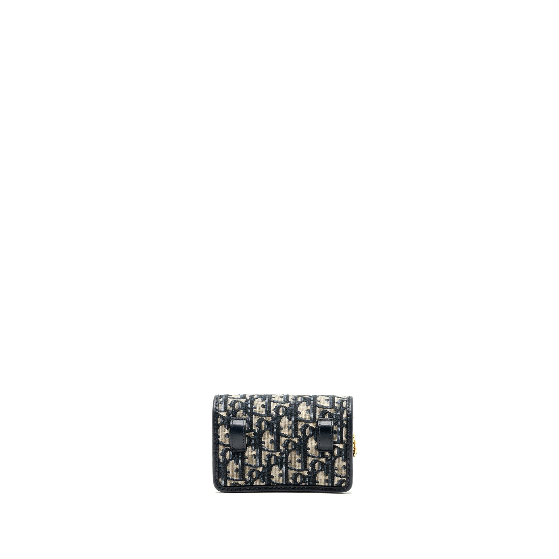 Dior Montaigne Pouch With Oblique Handbag Canvas Blue Travel Bag