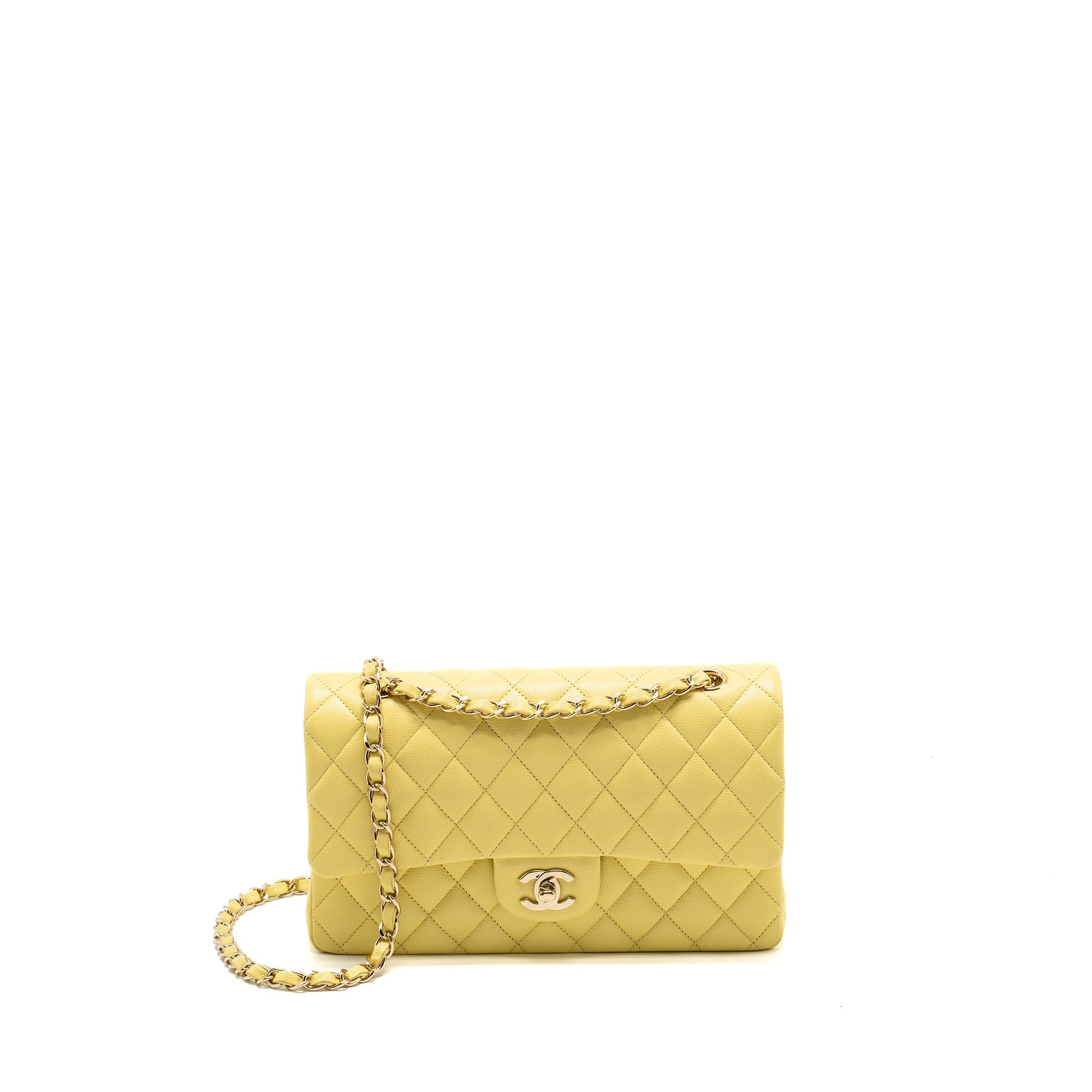 Chanel Classic Double flap caviar light yellow Shoulder Bag