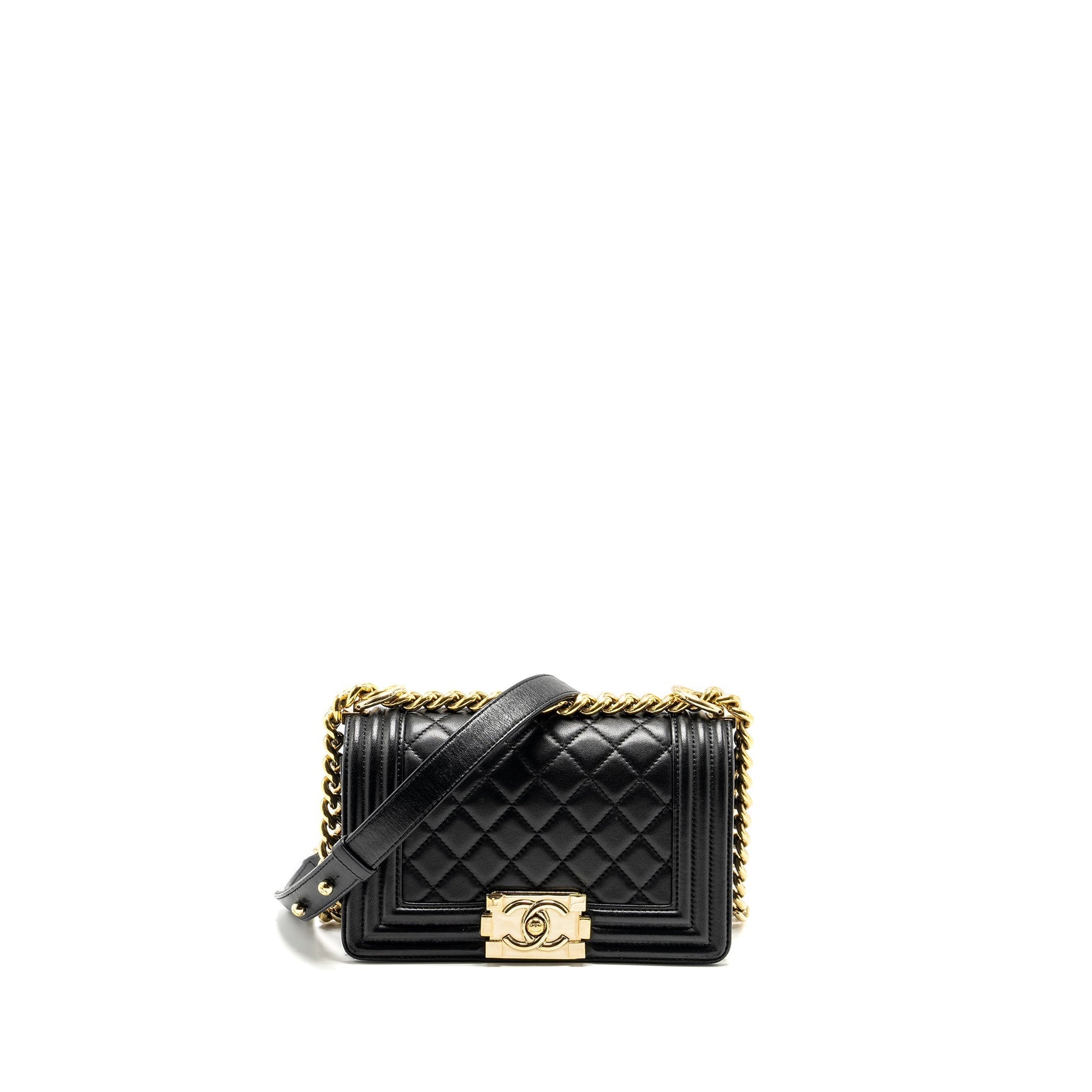 Chanel Boy Lambskin GHW Black Small Handbag