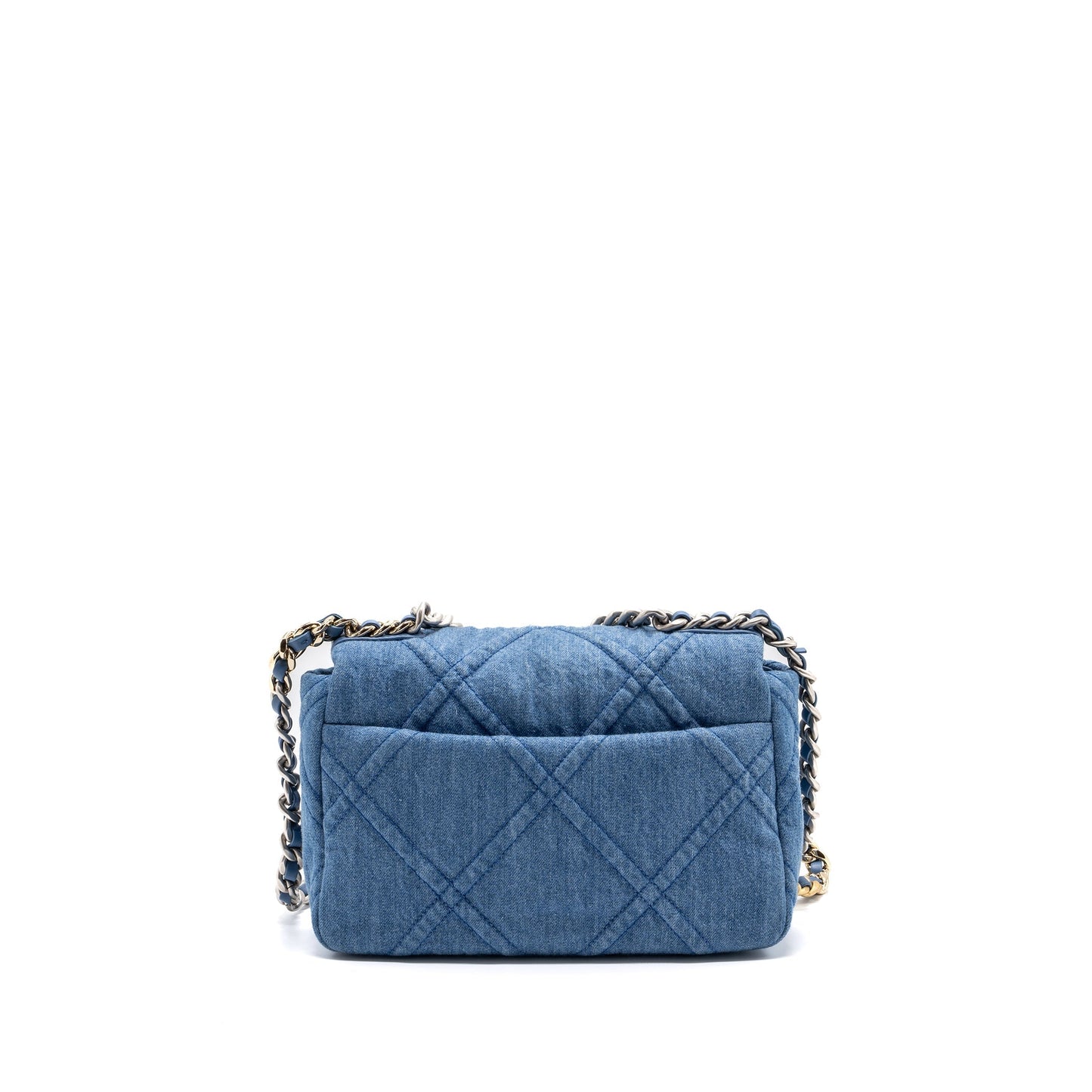 Chanel 19 denim light hardware microchip Multicolor Multicolour Blue Small Handbag