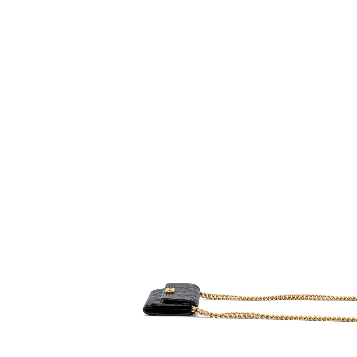 Chanel boy card holder caviar GHW Black Wallet Case