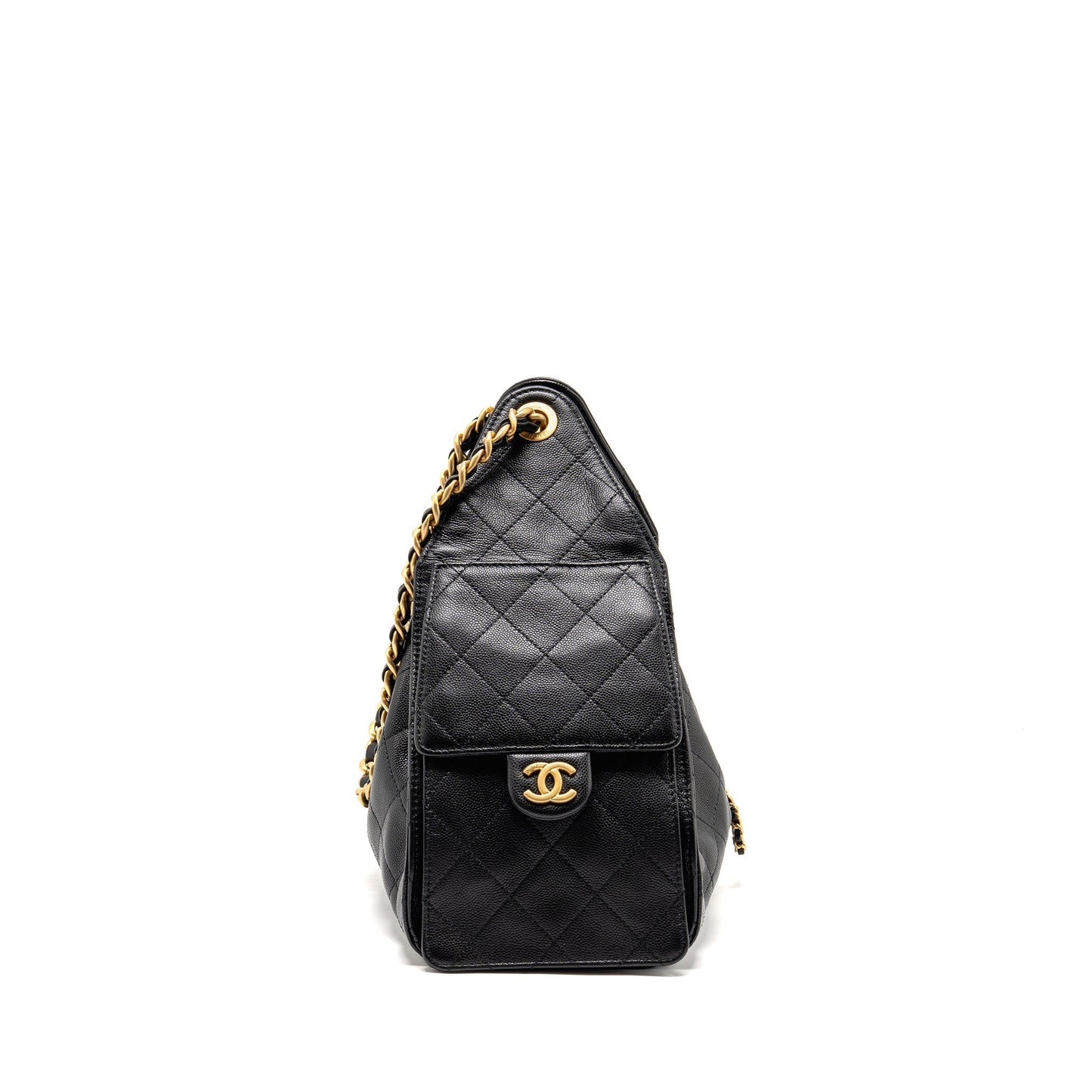 Chanel 25 caviar GHW microchip Black Small Handbag Bag Black