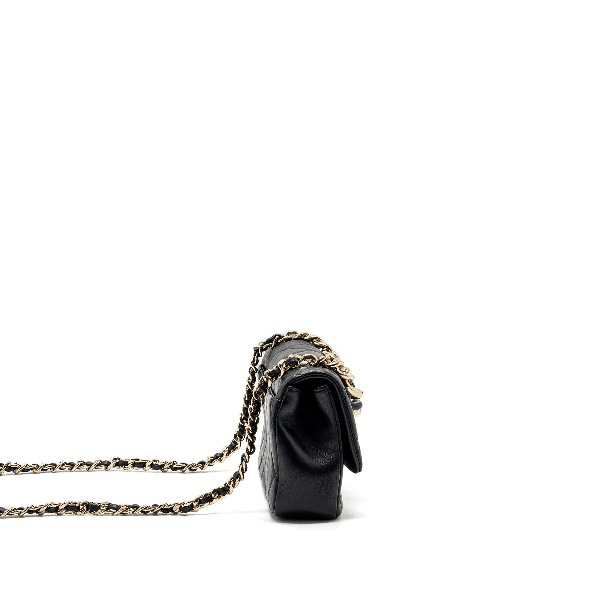Chanel Giant flap lambskin hardware microchip Multicolour Black Shoulder Bag