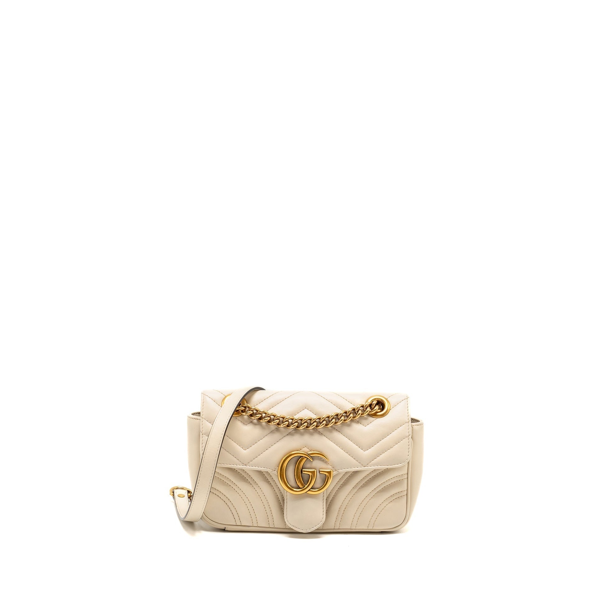 Gucci Marmont Shoulder Bag Calfskin White Mini
