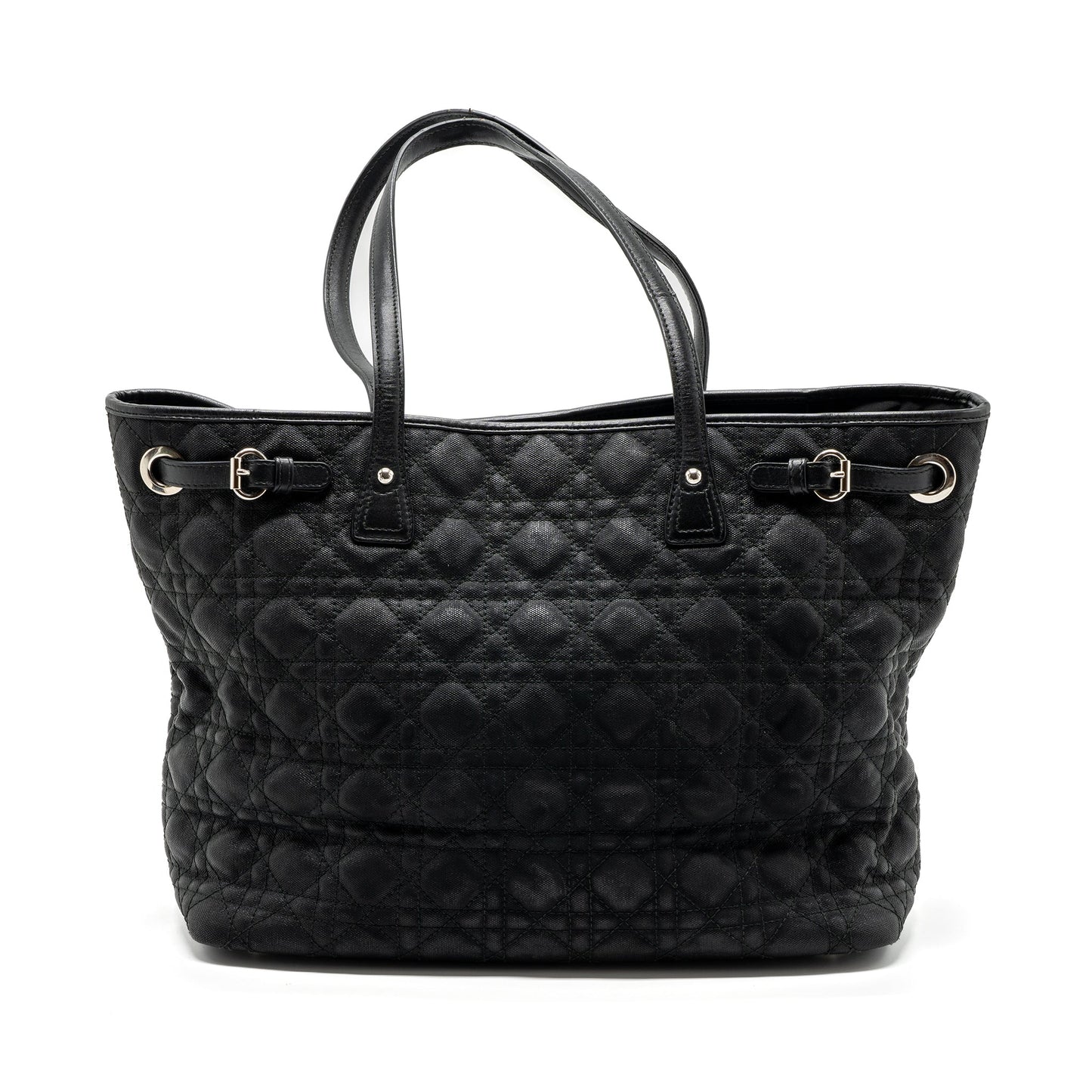 Dior Shopping Tote Purse Fabric Handbag Leather Black Tote Bag