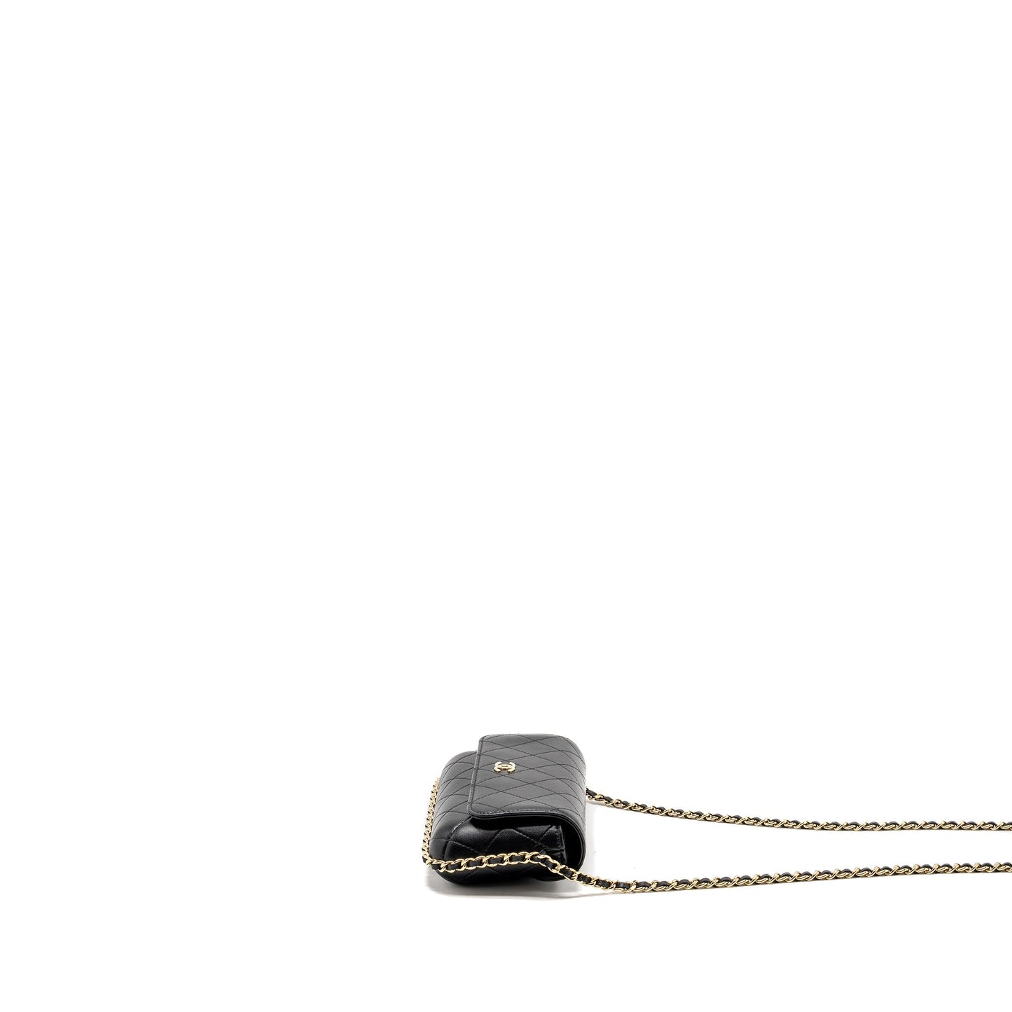 Chanel 22A Phone on Lambskin LGHW Microchip Black Wallet Case
