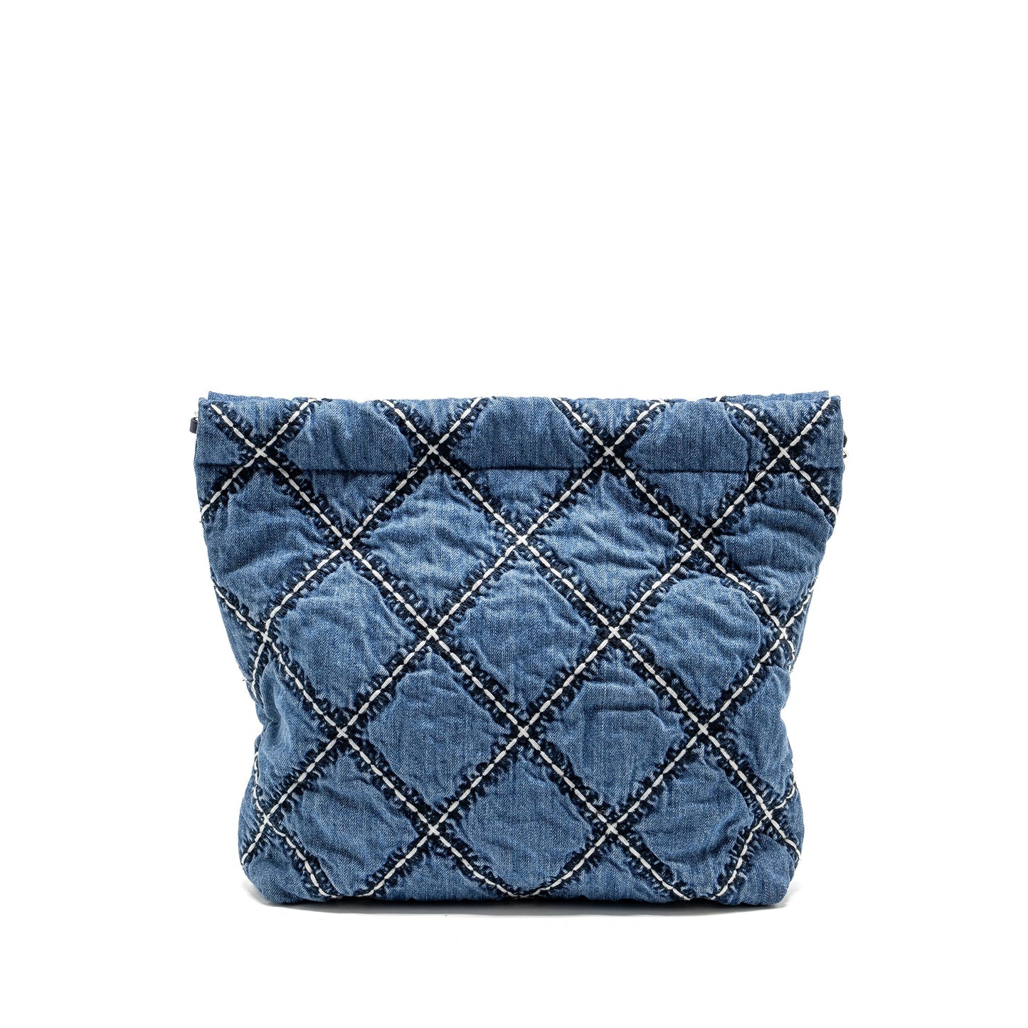 Chanel 22 Denim SHW Microchip White Blue Small Handbag
