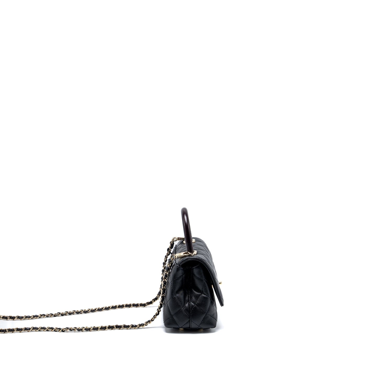 Chanel Coco Handle Lizard Embossed Handle Caviar Black Mini Bag