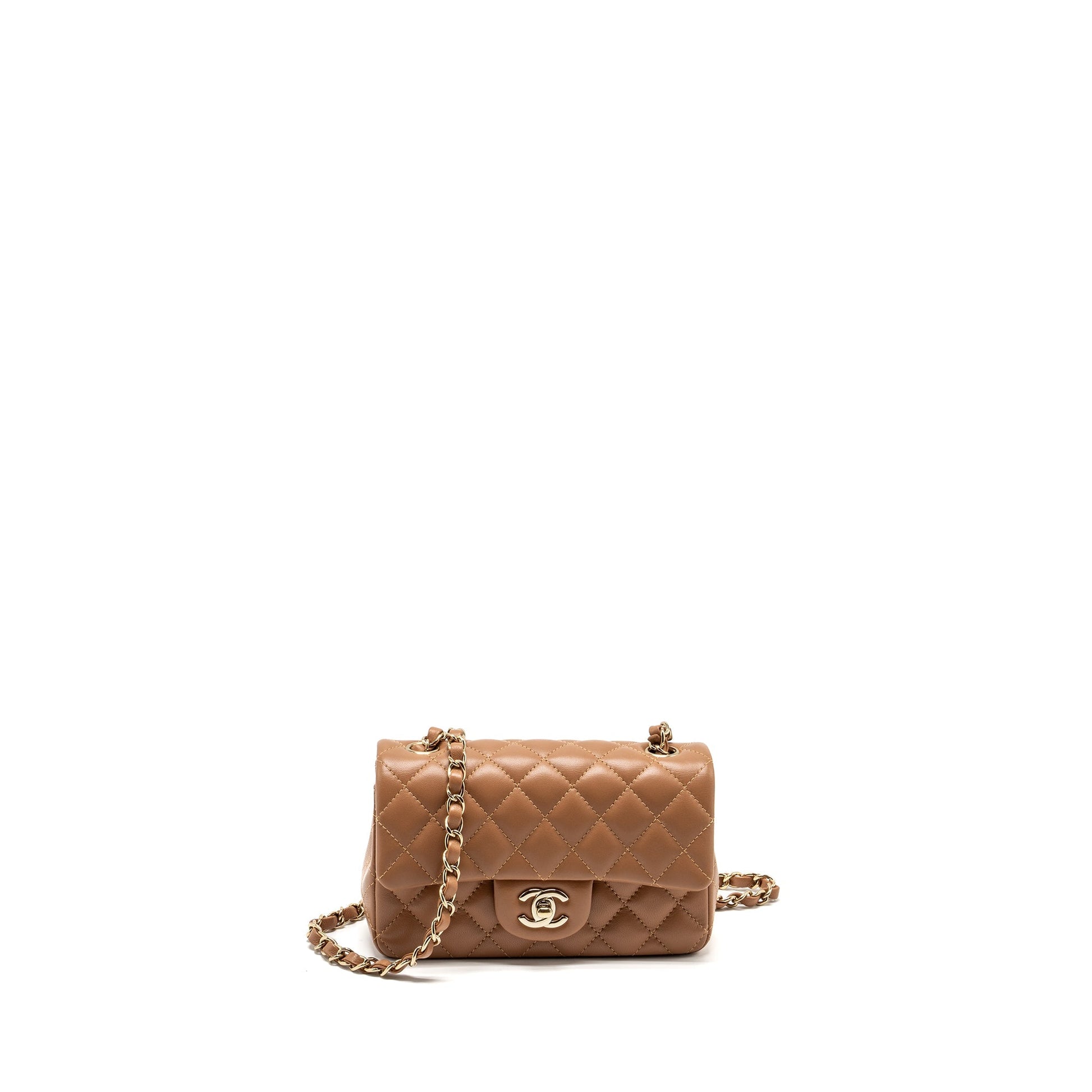 Chanel 22s Rectangular Flap Lambskin Caramel LGHW Shoulder Bag