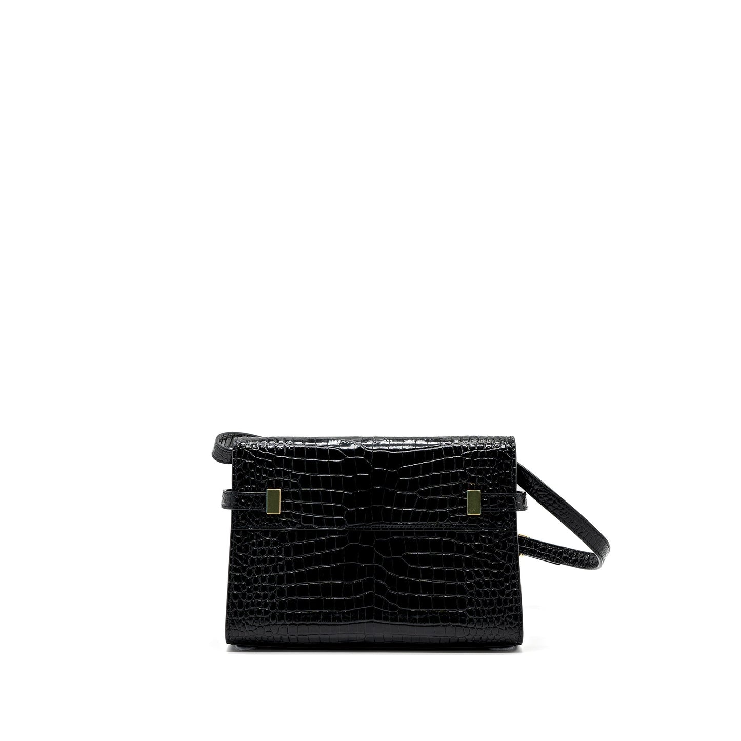YSL Saint Laurent Saint Laurent Manhattan Purse Crocodile Embossed Shoulder Black Shoulder Bag