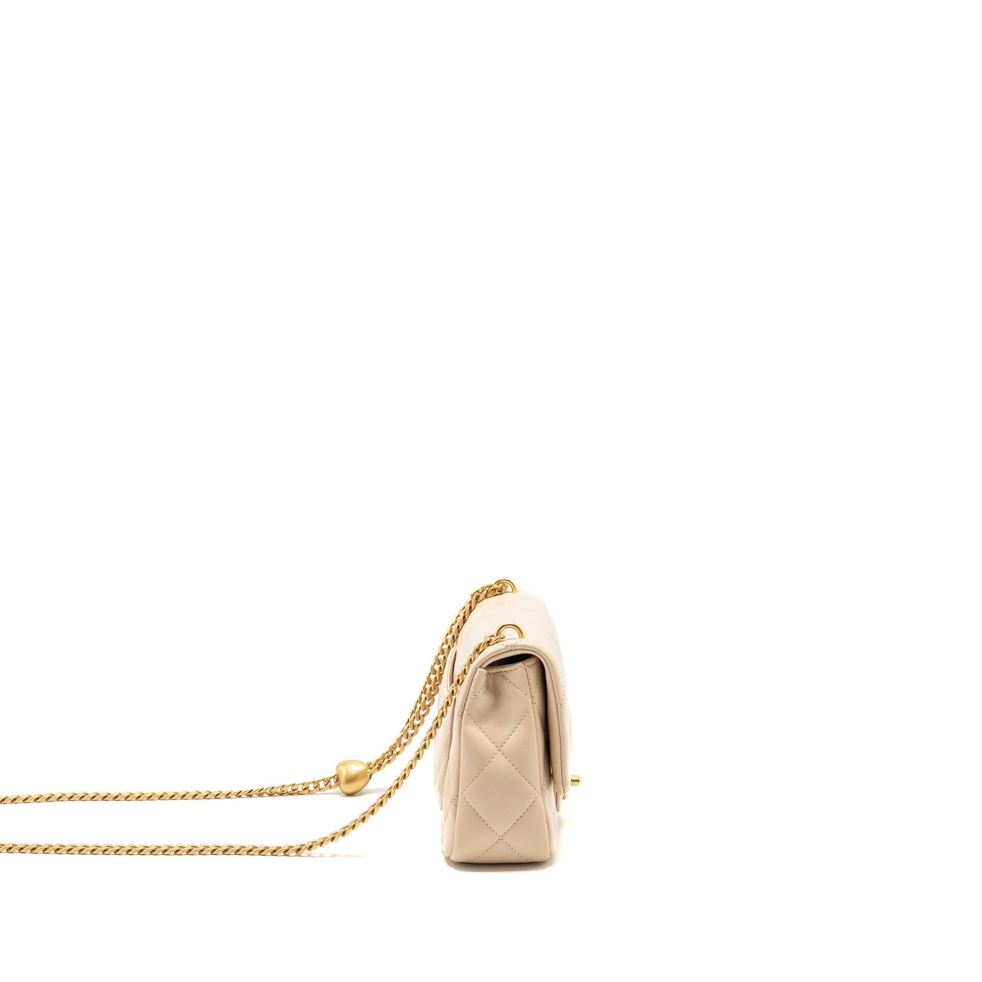 Chanel 25c Coco Love Adjustable Shiny Lambskin Beige Handbag