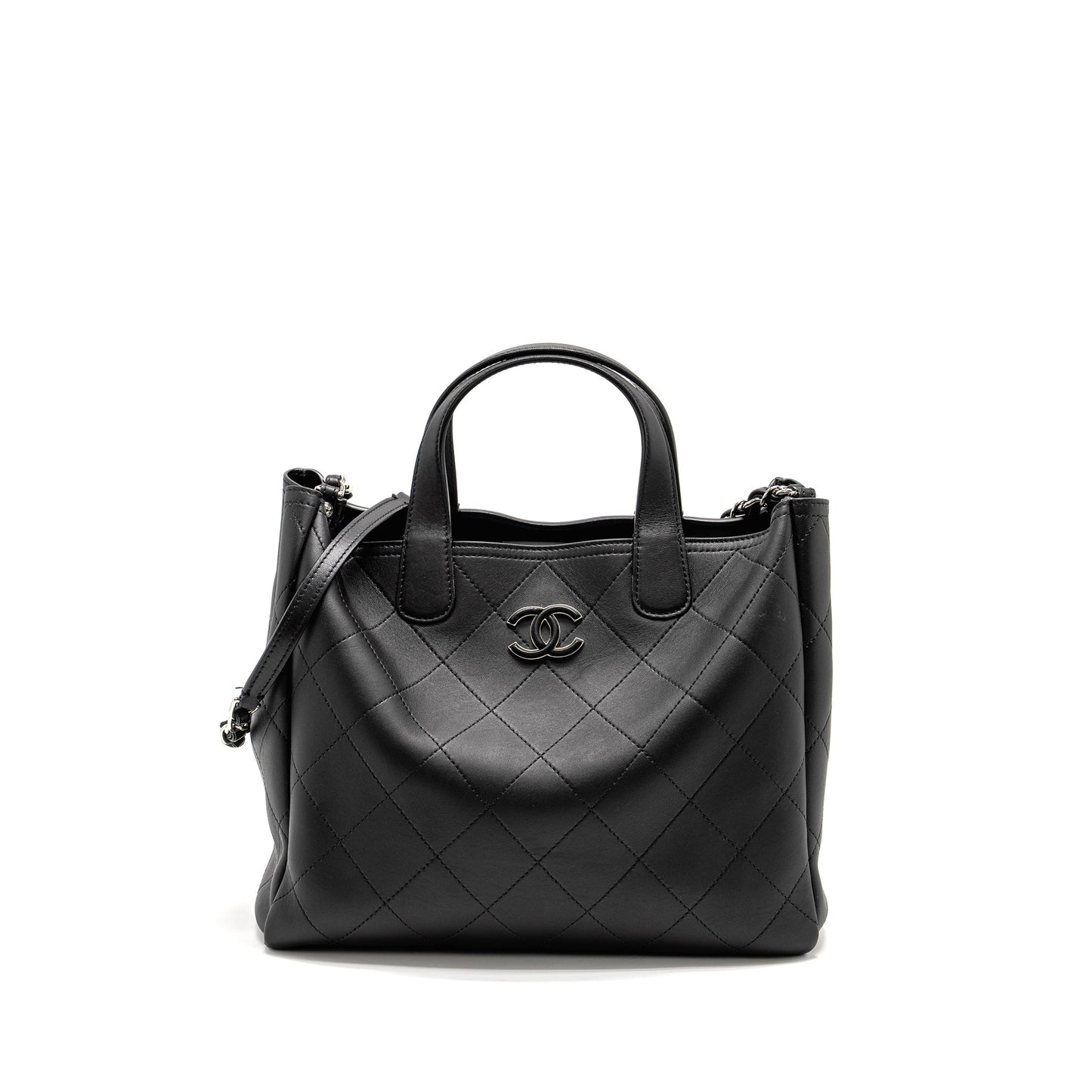 Chanel Hampton Lambskin SHW Black Tote Bag