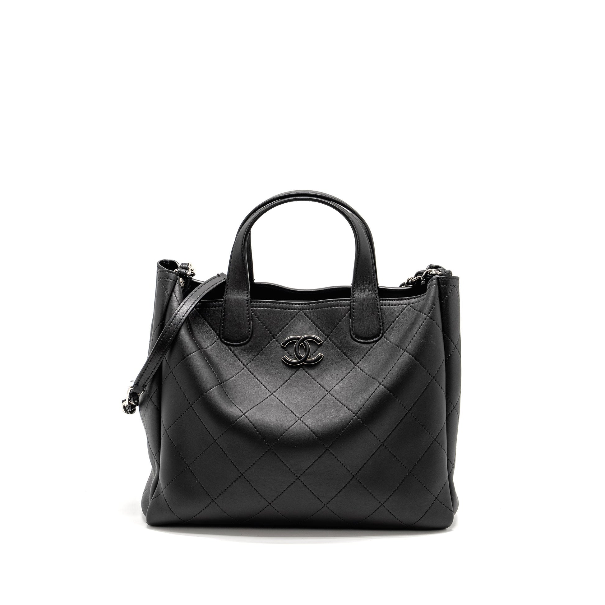 Chanel Hampton Lambskin SHW Black Tote Bag