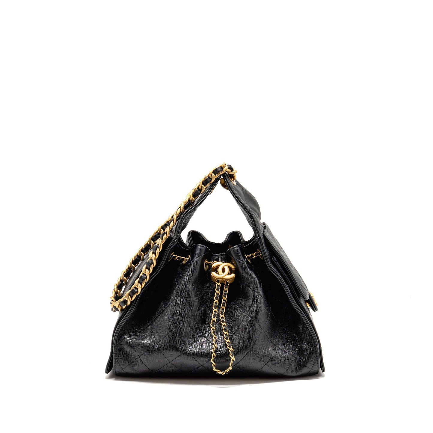Chanel 25 caviar GHW microchip Black Small Handbag Bag Black