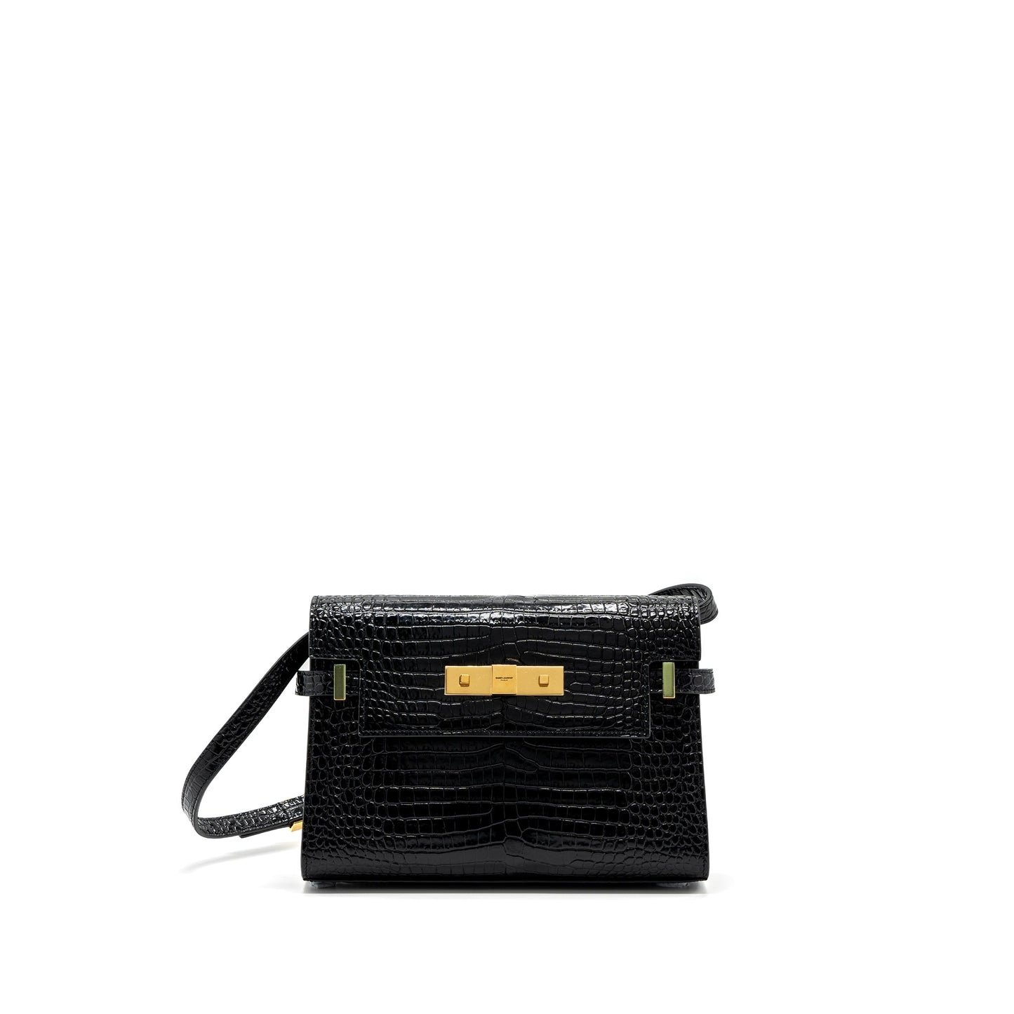 YSL Saint Laurent Saint Laurent Manhattan Purse Crocodile Embossed Shoulder Black Shoulder Bag