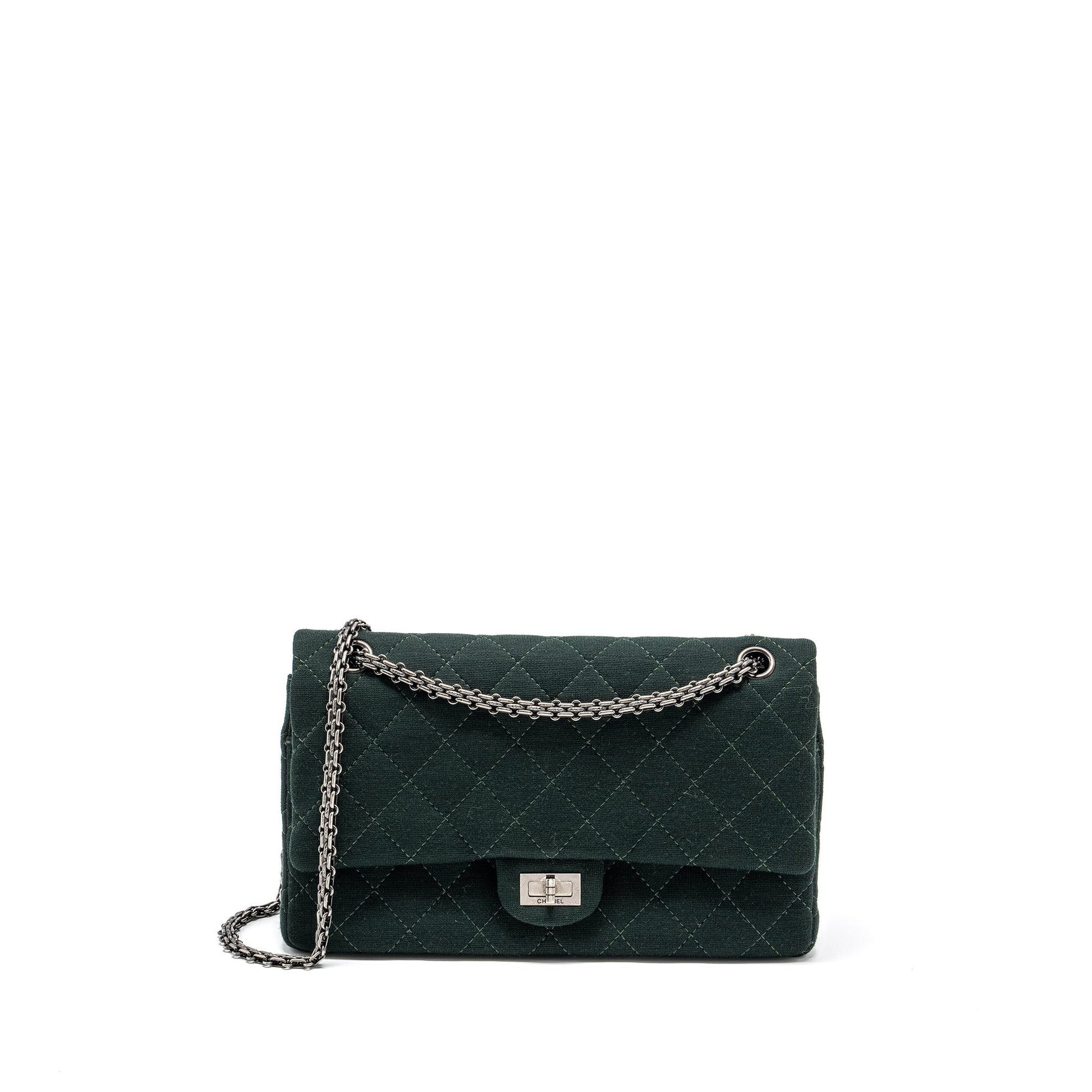 Chanel reissue 2.55 226 double flap fabric Green Shoulder Bag