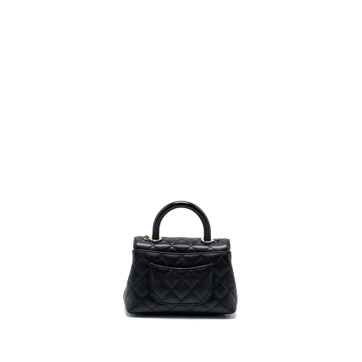 Chanel Coco Handle Lizard Embossed Handle Caviar Black Mini Bag