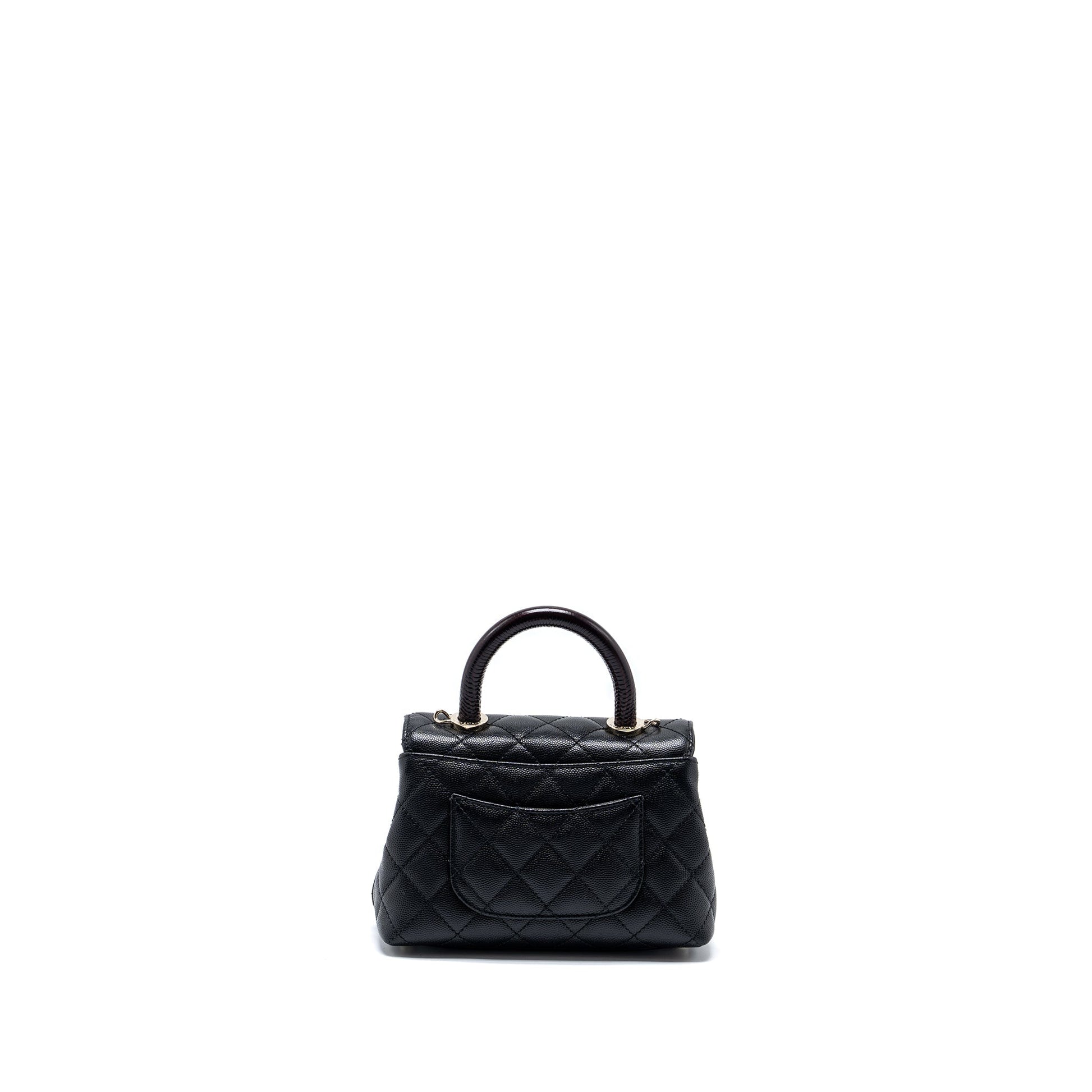 Chanel Coco Handle Lizard Embossed Handle Caviar Black Mini Bag