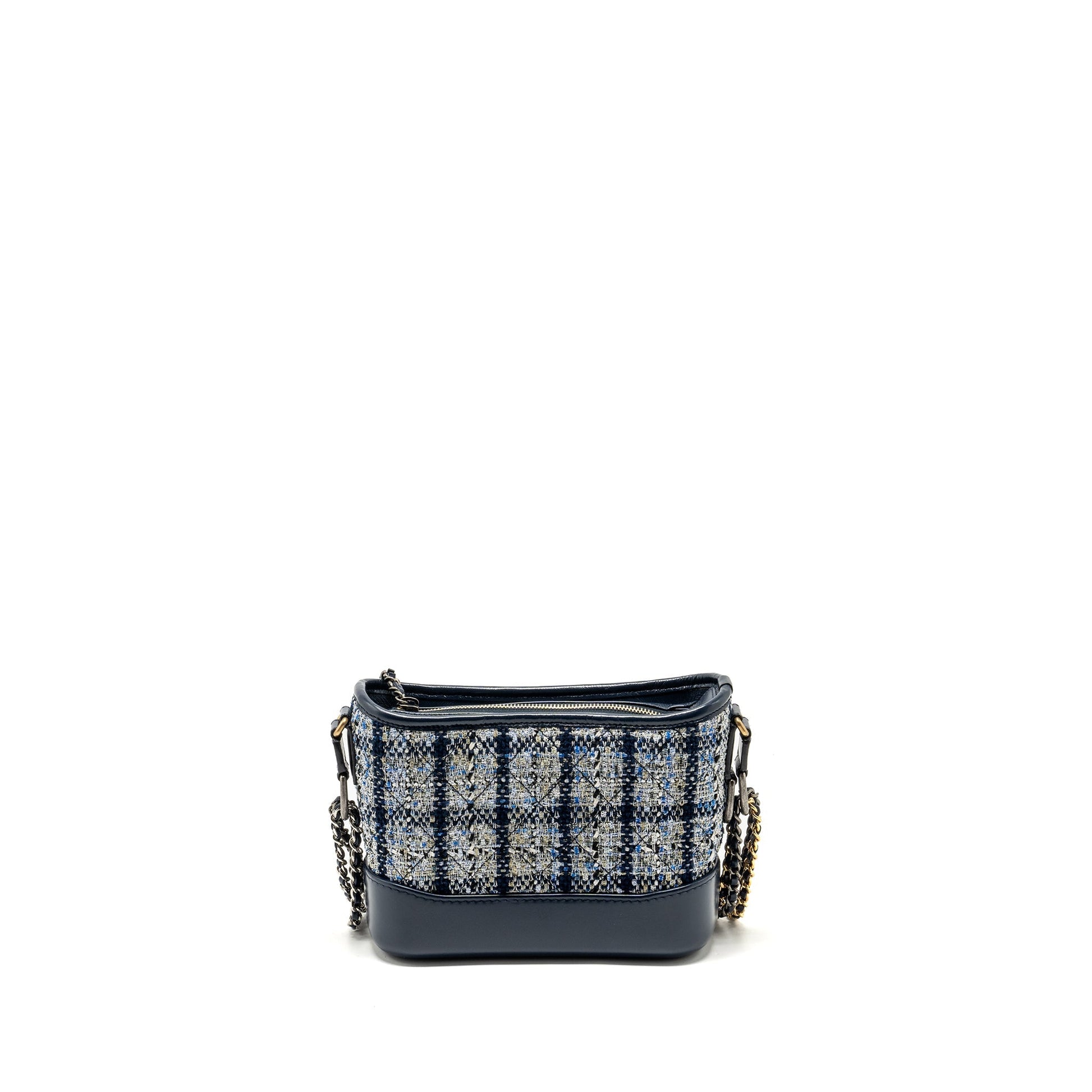 Chanel Gabrielle Hobo Tweed Navy Hardware Multicolour Small Shoulder Bag